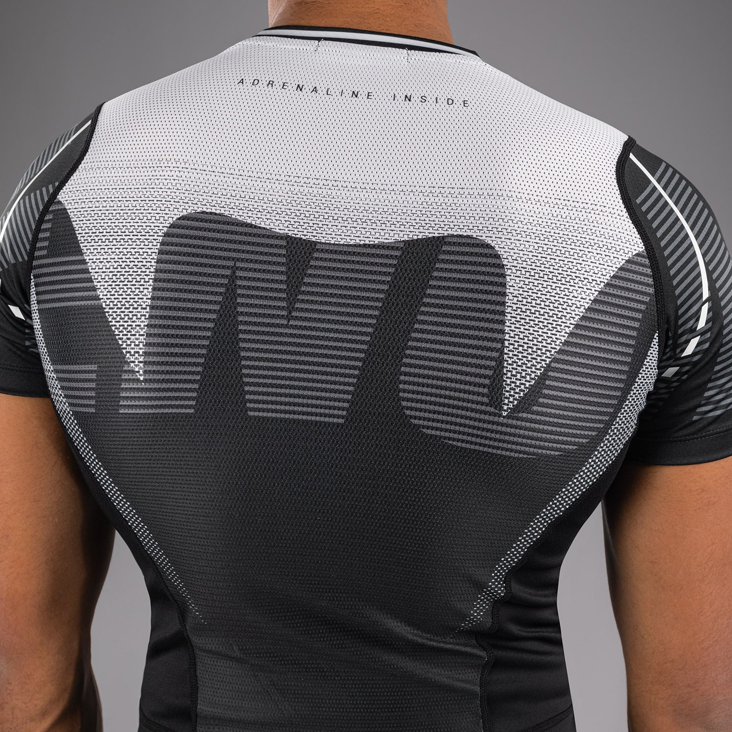 Venum Adrenaline Short Sleeve Rashguard - Black/Silver Grey