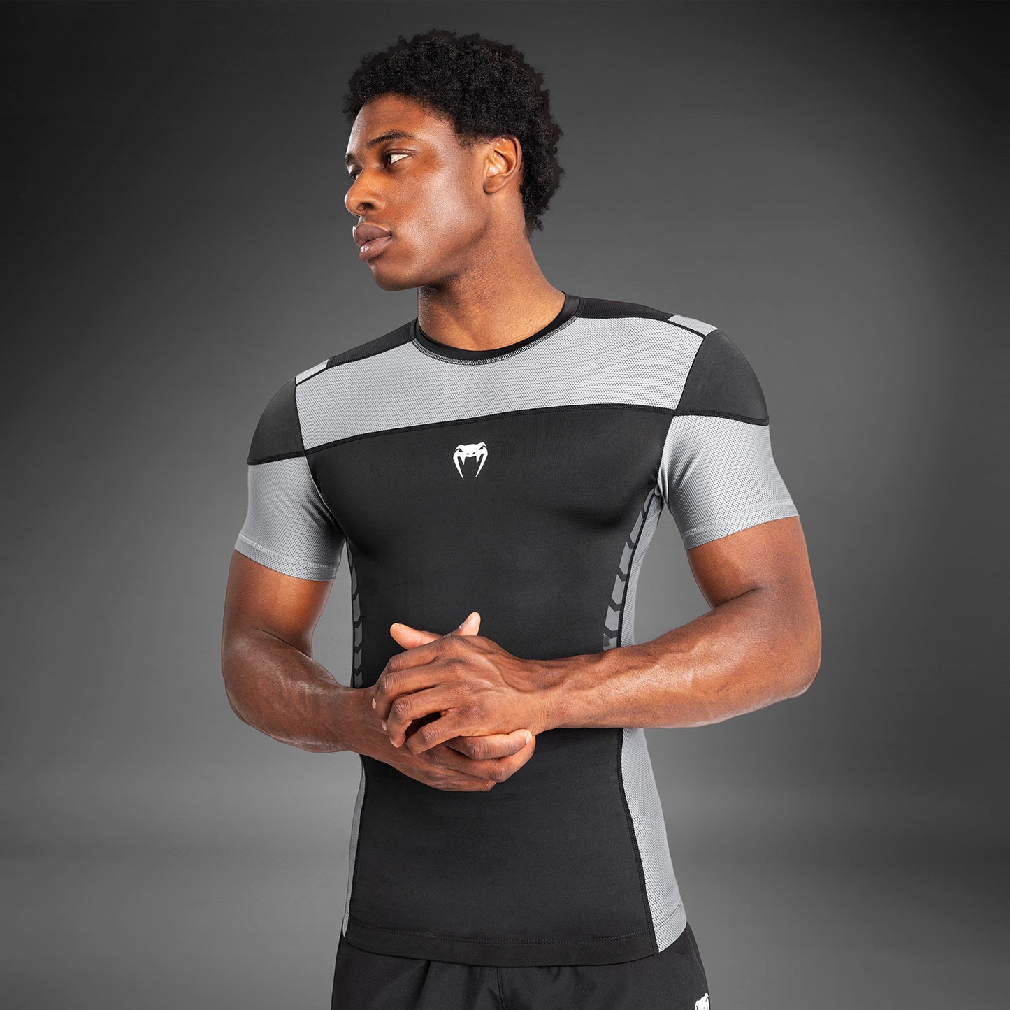 Venum Tempest Men's Short Sleeve Rashguard - Black/Grey