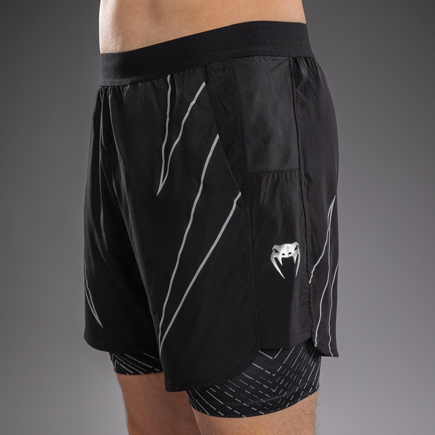 Venum Midnight Fury Training Shorts - Black/Grey/Silver
