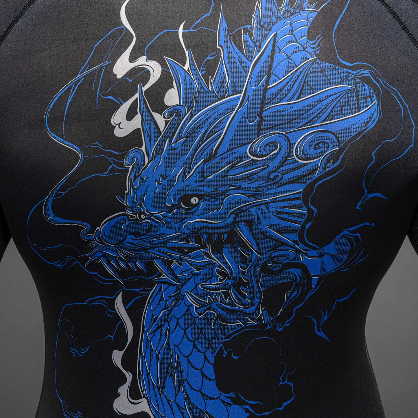 Venum Thunder Dragon Long Sleeve Rashguard - Black/Royal Blue