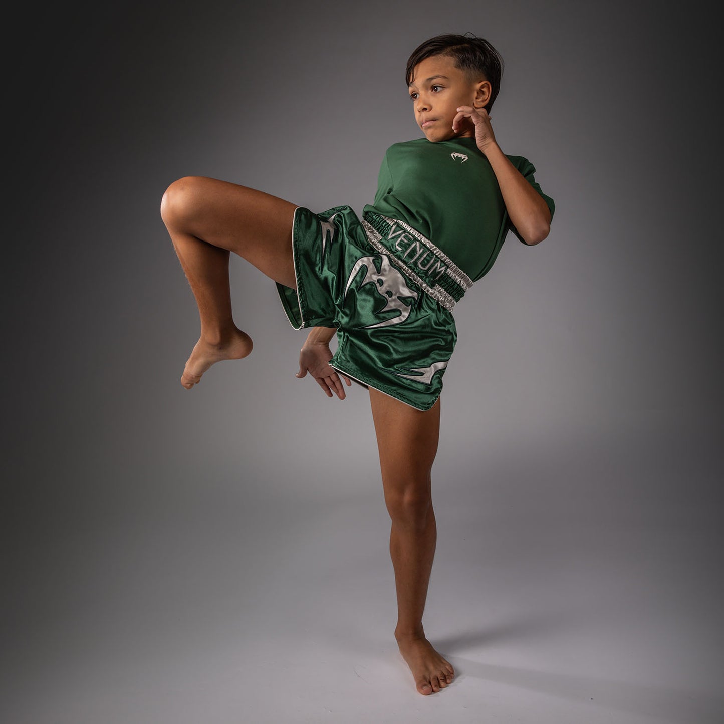 Venum Inferno Muay Thai Shorts - Forest Green/ Off White