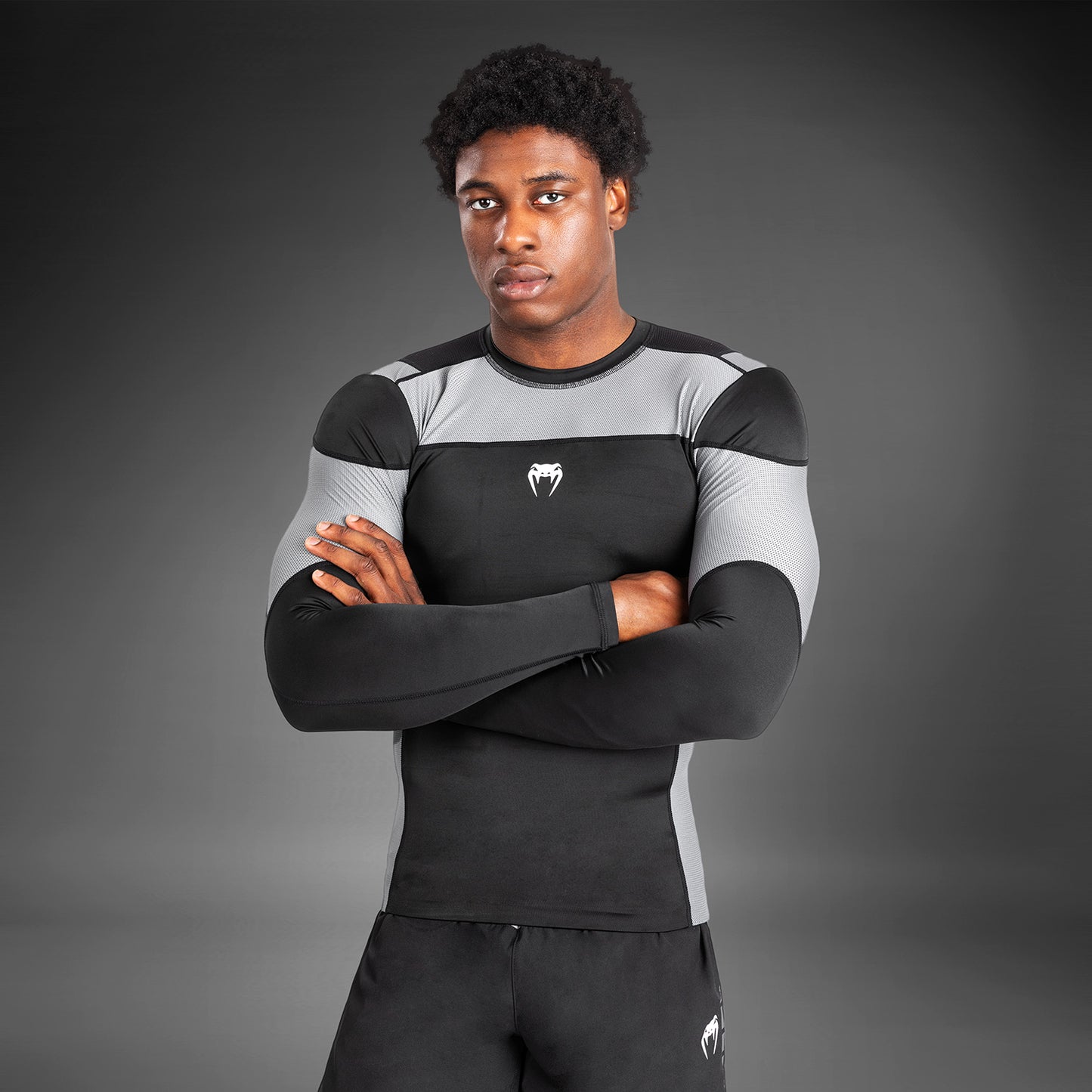 Venum Tempest Men's Long Sleeve Rashguard - Black/Grey