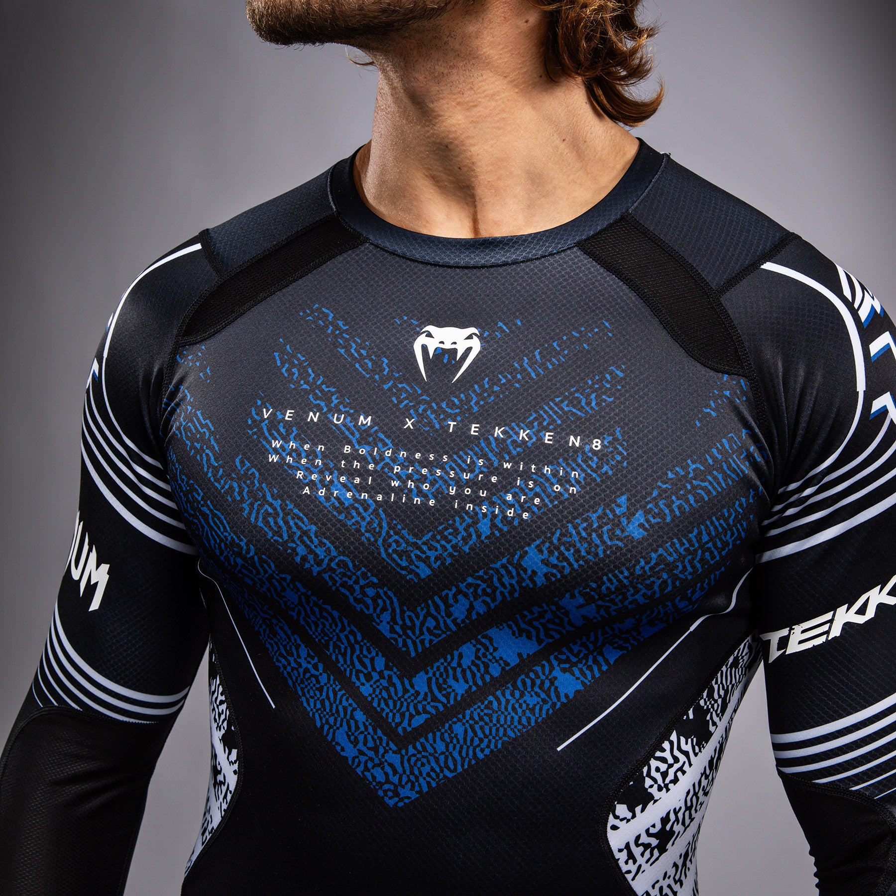 Venum x TEKKEN 8 - Jin Kazama Rashguard - Blue/Black/White - Venum