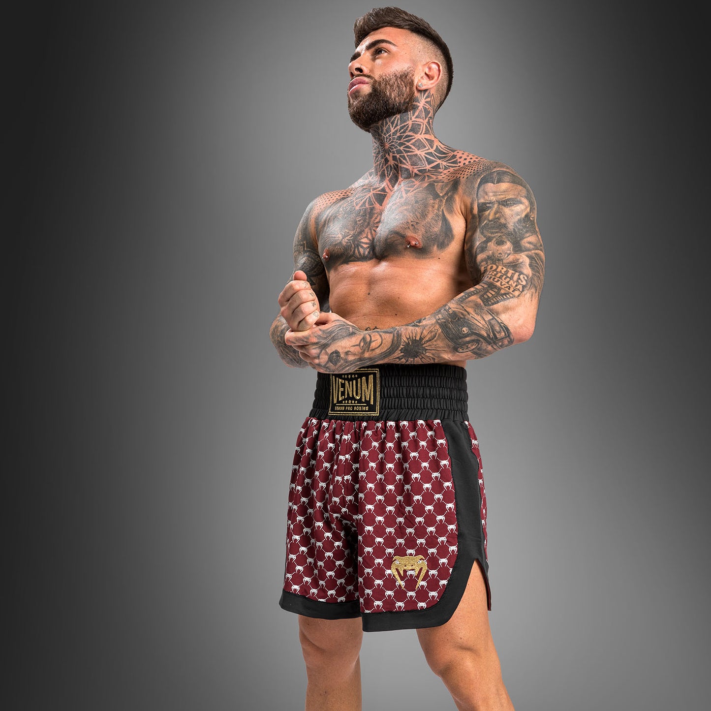 Venum Monogram Boxing Short - Black/Burgundy