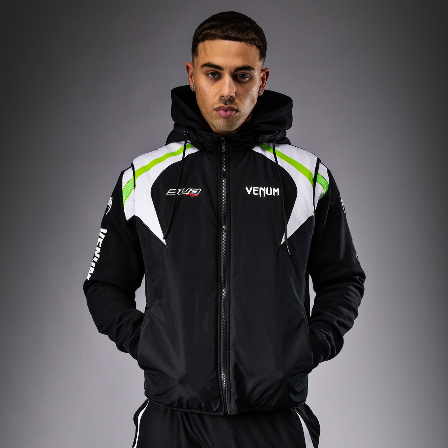 Venum x Bud Racing Down Jacket - Black/White/Lime Green