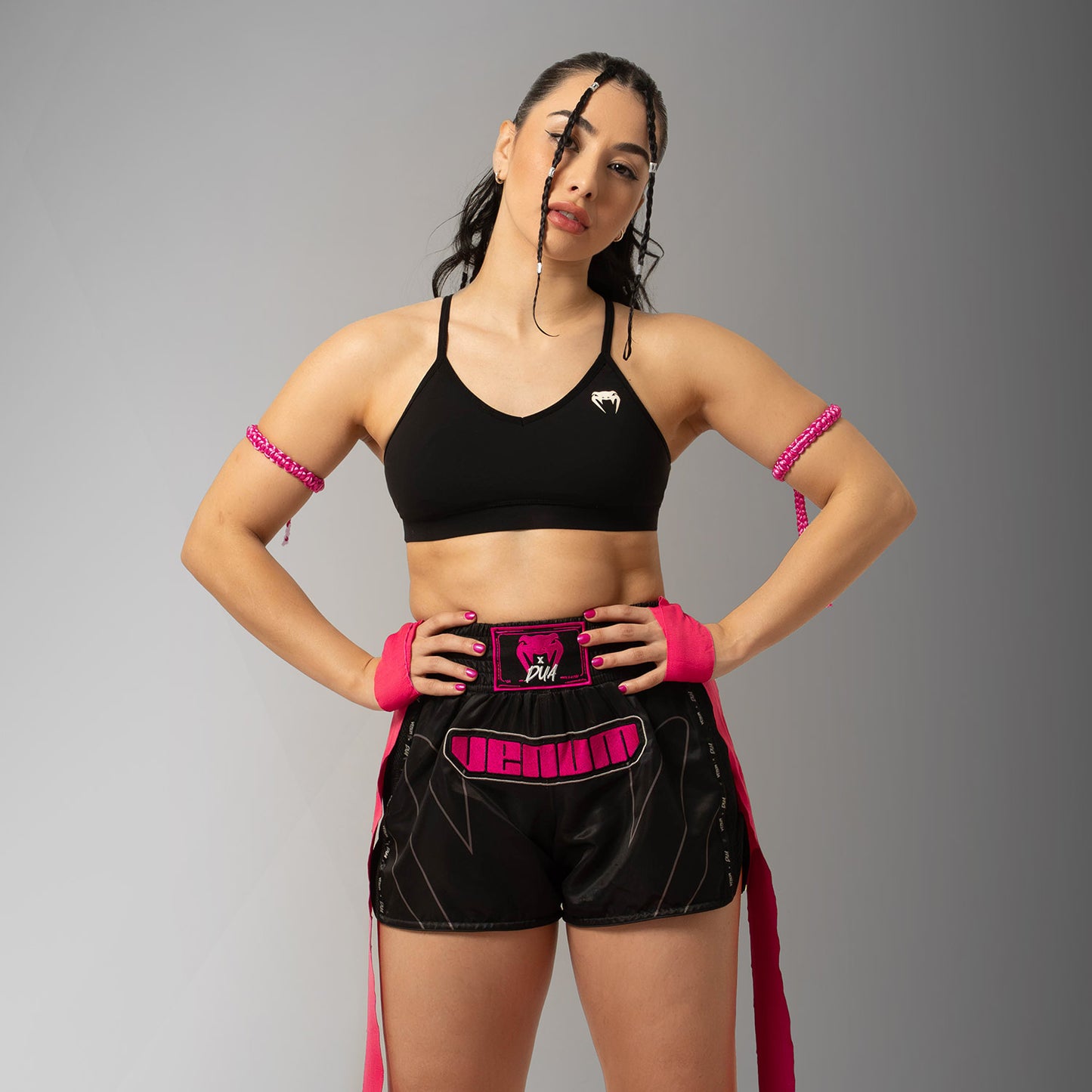 Venum x Dua Muay Thai Shorts - Black/Fuscia Pink