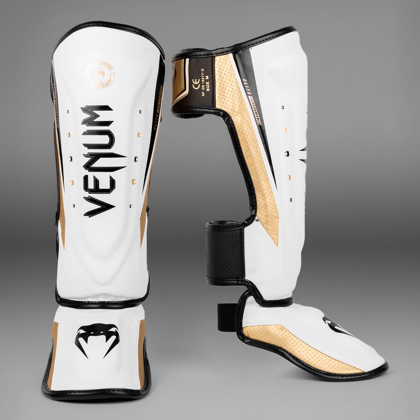 Venum Elite Evo Shinguards - White/Gold