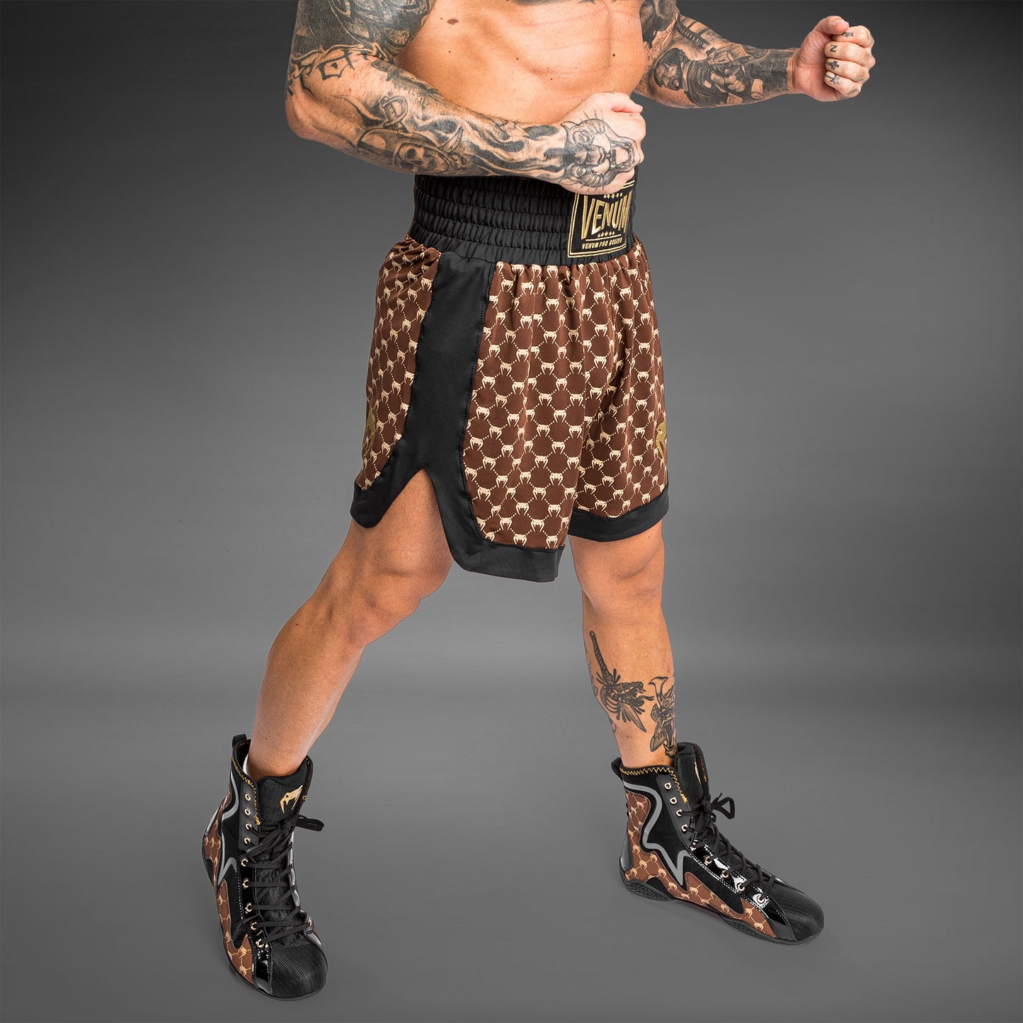 Venum Monogram Boxing Short - Black/Brown