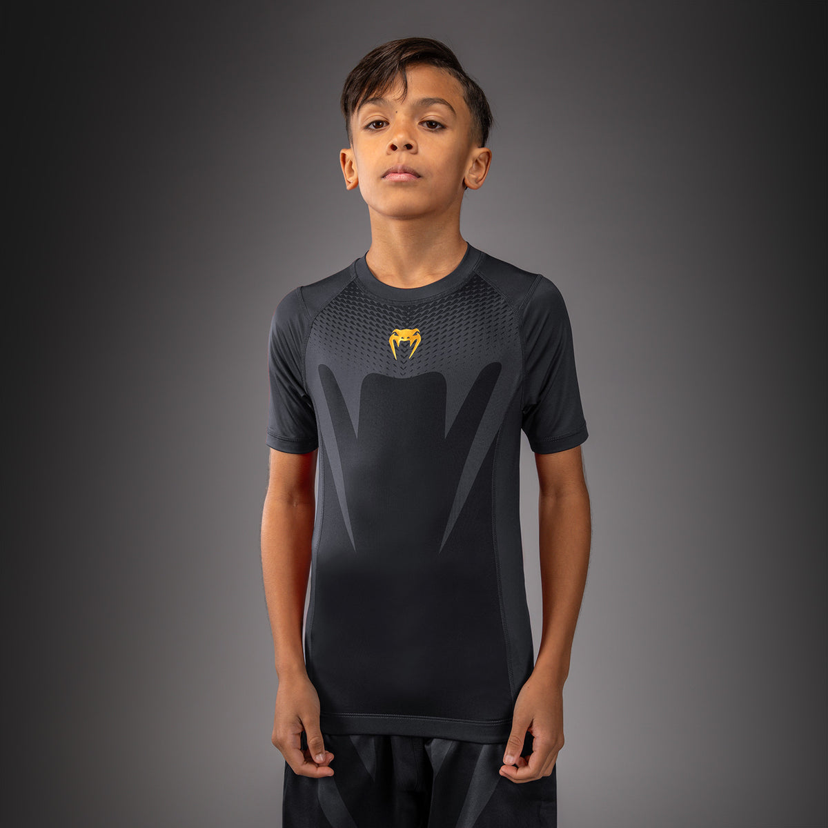 Venum Attack Short Sleeve Rashguard for Kids - Black/Gold