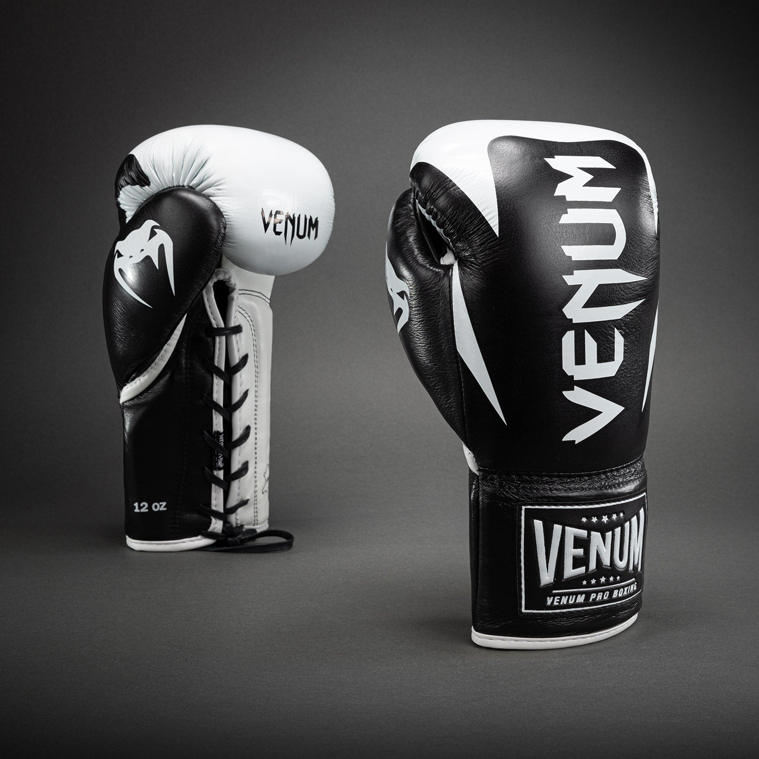 Venum Hammer Pro Boxing Gloves with Laces - Black/White - Venum Asia