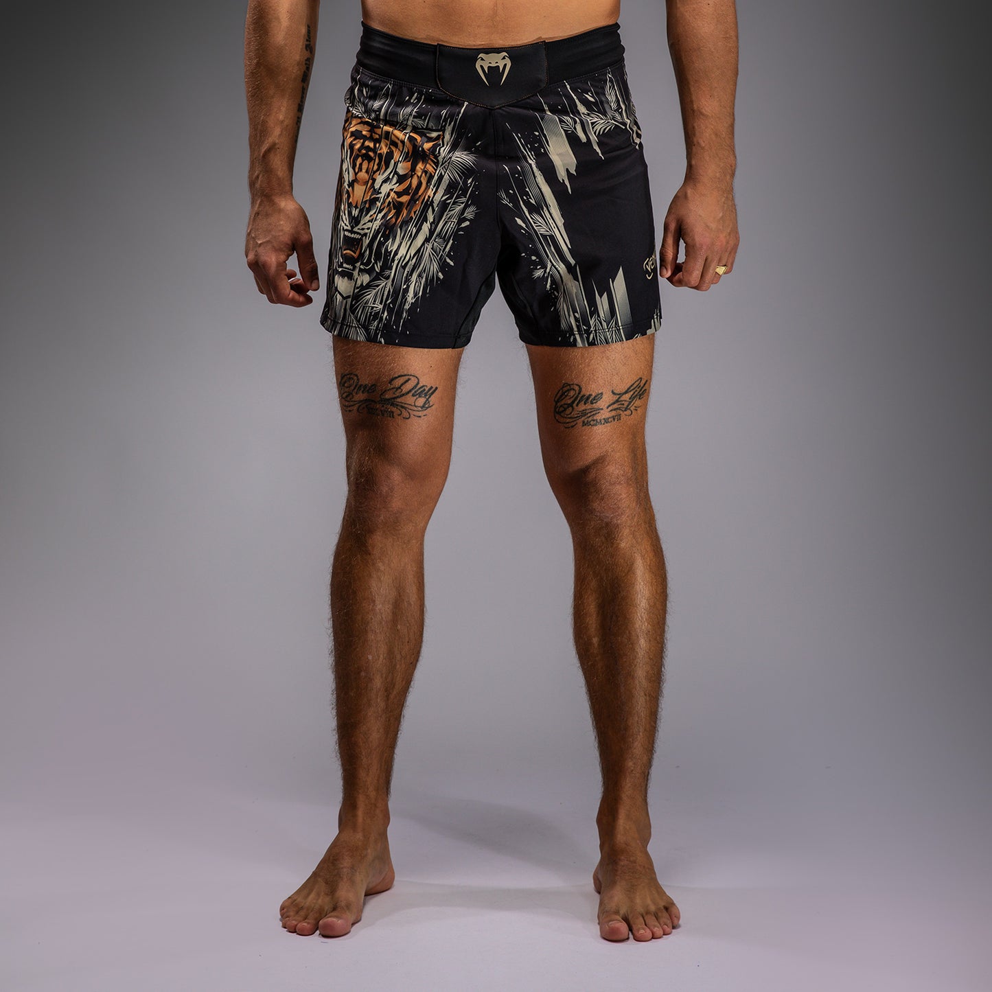 Venum Tiger Men's Fight Shorts - Black/Neon Orange