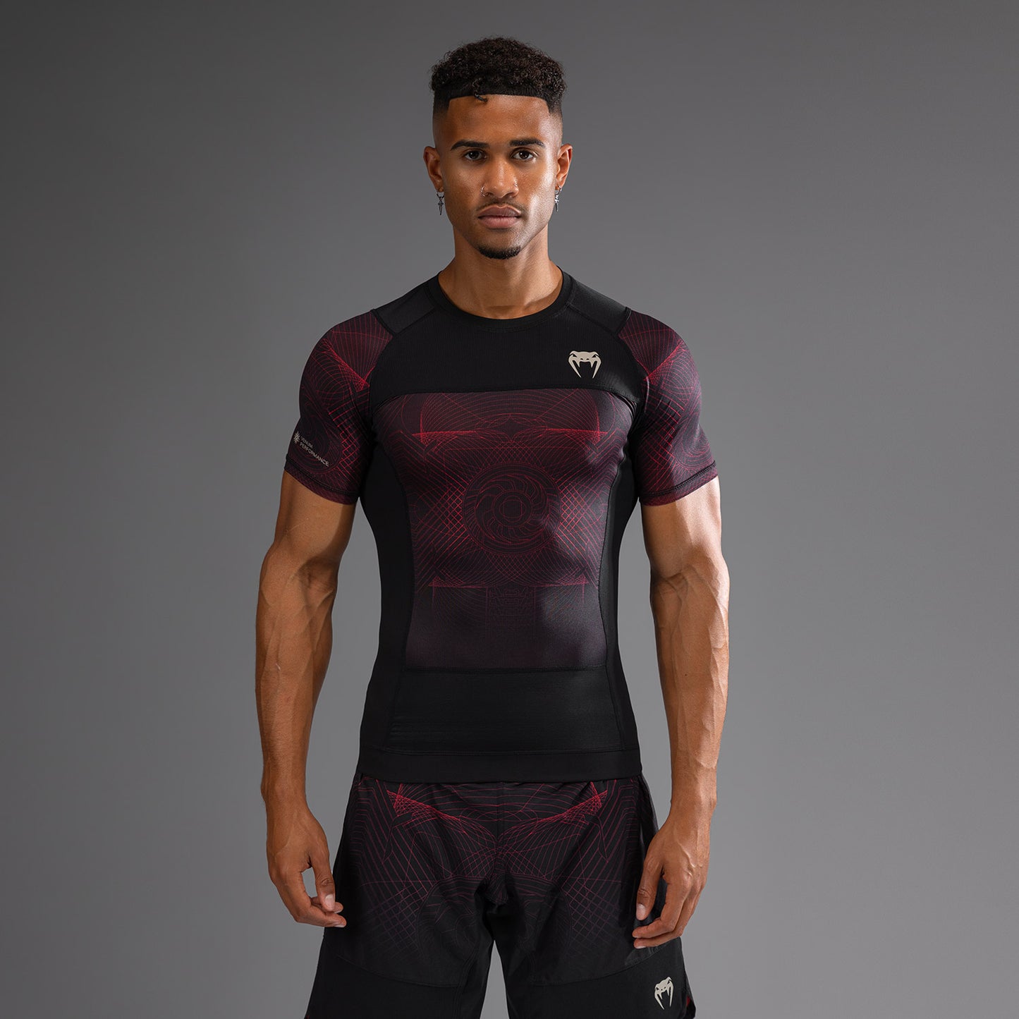 Venum G-Fit Air Men's Short Sleeve Rashguard - Deep Black/Fire Red