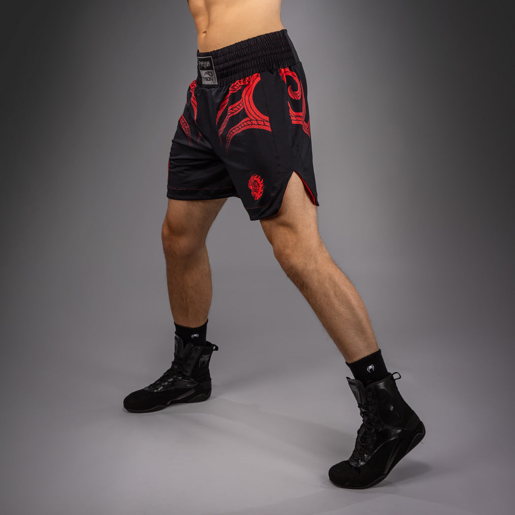 Venum x Mike Tyson Tiger Boxing Shorts - Deep Black/Intense Red