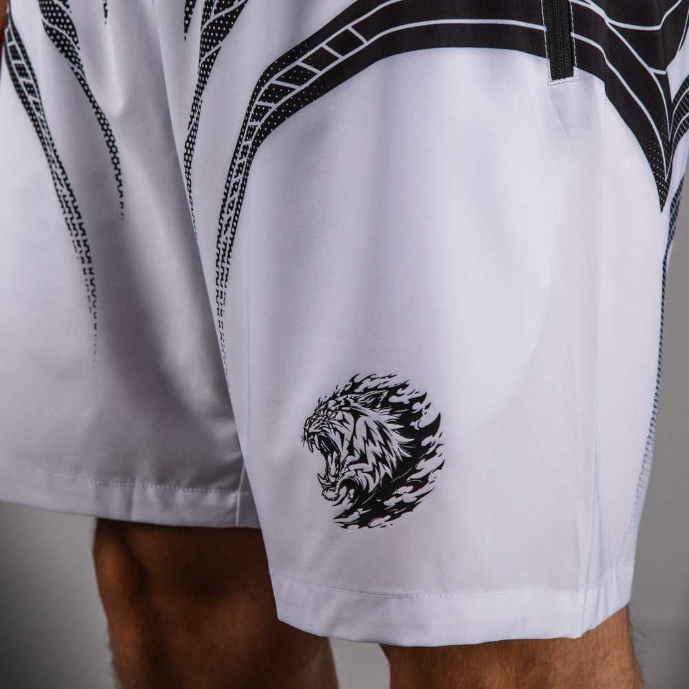 Venum x Mike Tyson Tiger Training Shorts - Optical White/Deep Black