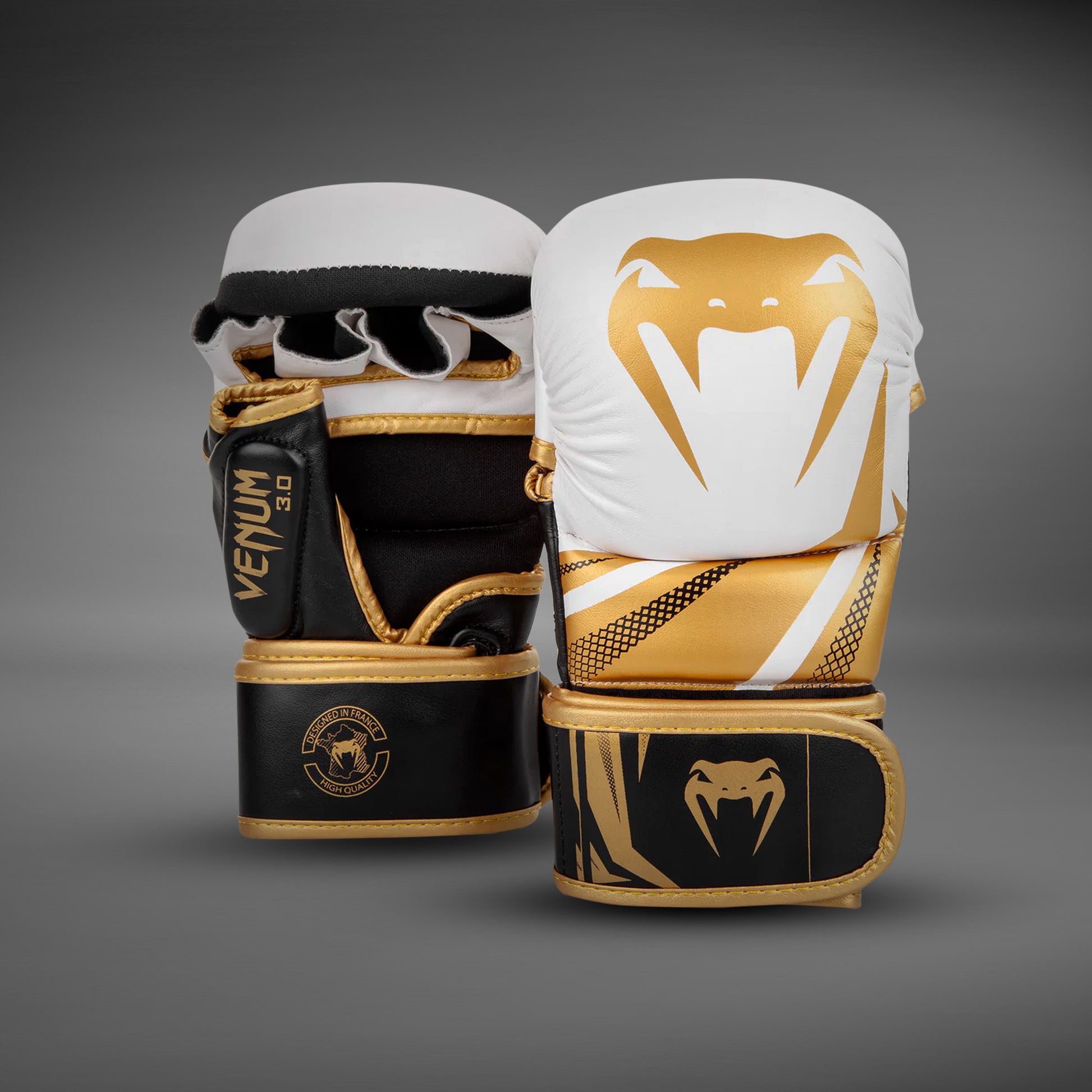 Venum Challenger 3.0 MMA Sparring Gloves - White/Black/Gold