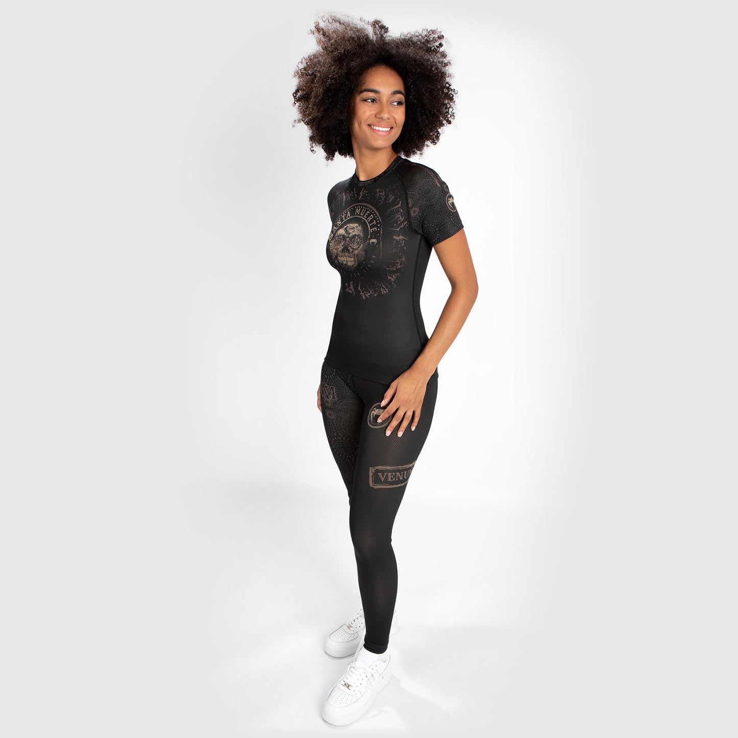 Venum Women Santa Muerte Dark Side - Rashguard Short Sleeves - Black/Brown