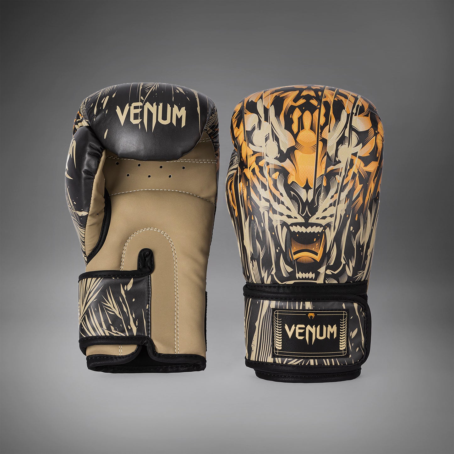 Venum Tiger Boxing Gloves - Black/Neon Orange