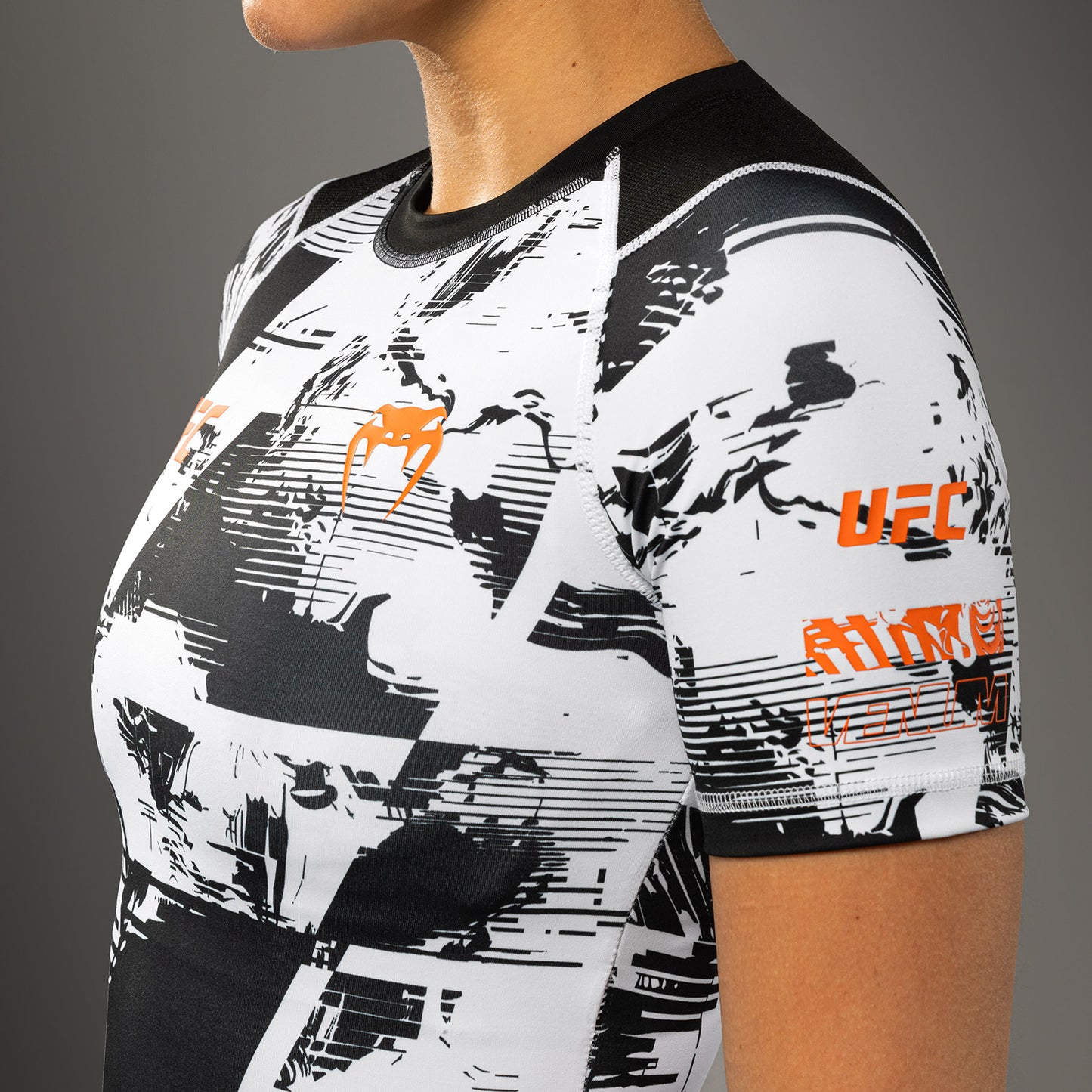 Women’s UFC Zenith by Venum White Authentic Fight Week Performance Short Sleeve Rashguard