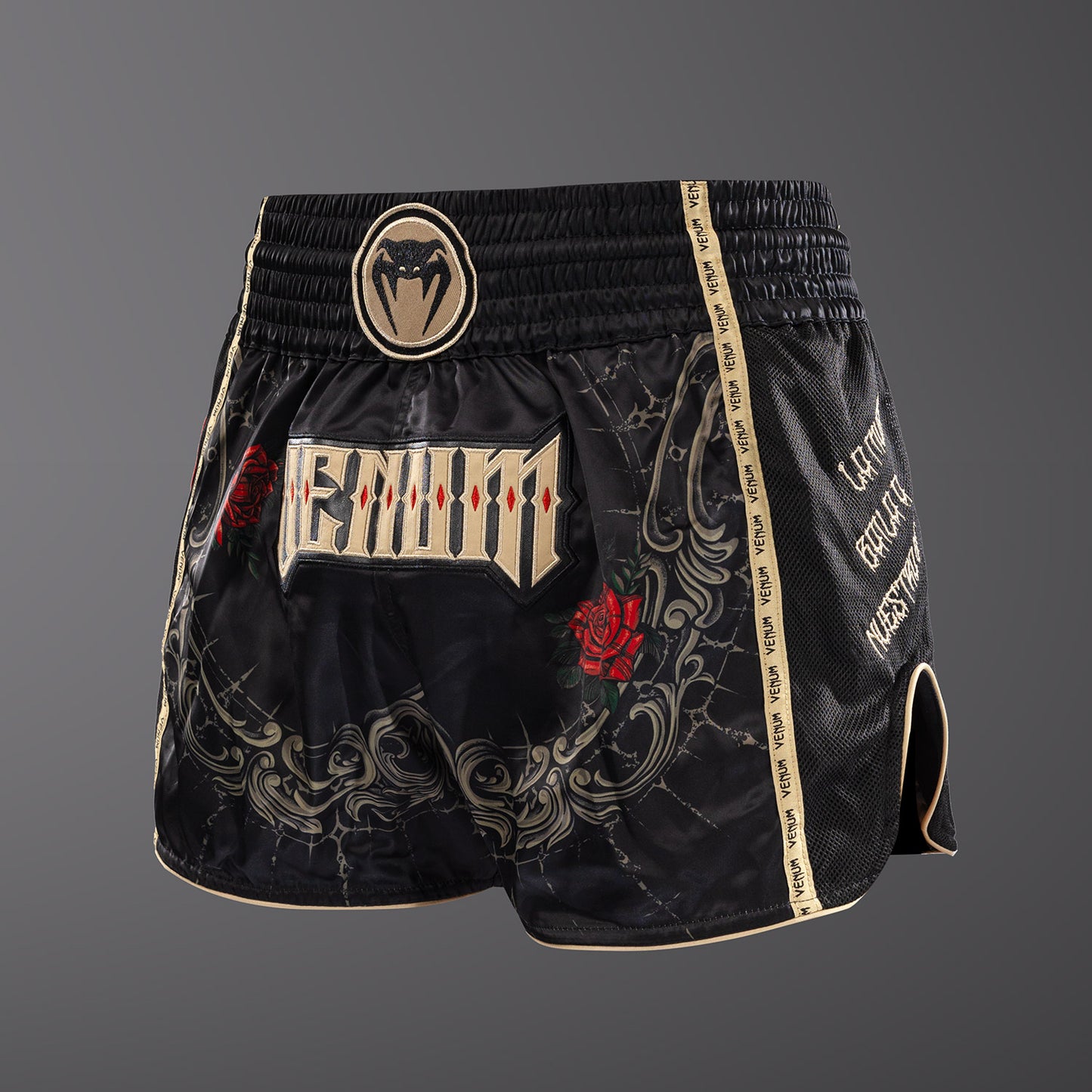 Venum Santa Muerte 5.0 Muay Thai Shorts - Deep Black/Gold