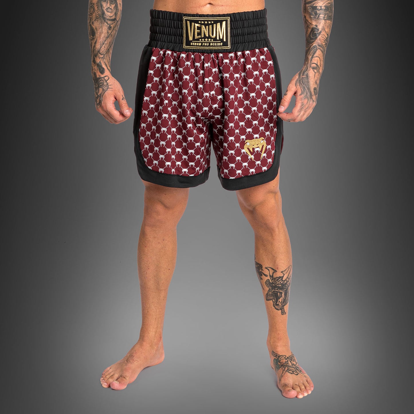 Venum Monogram Boxing Short - Black/Burgundy