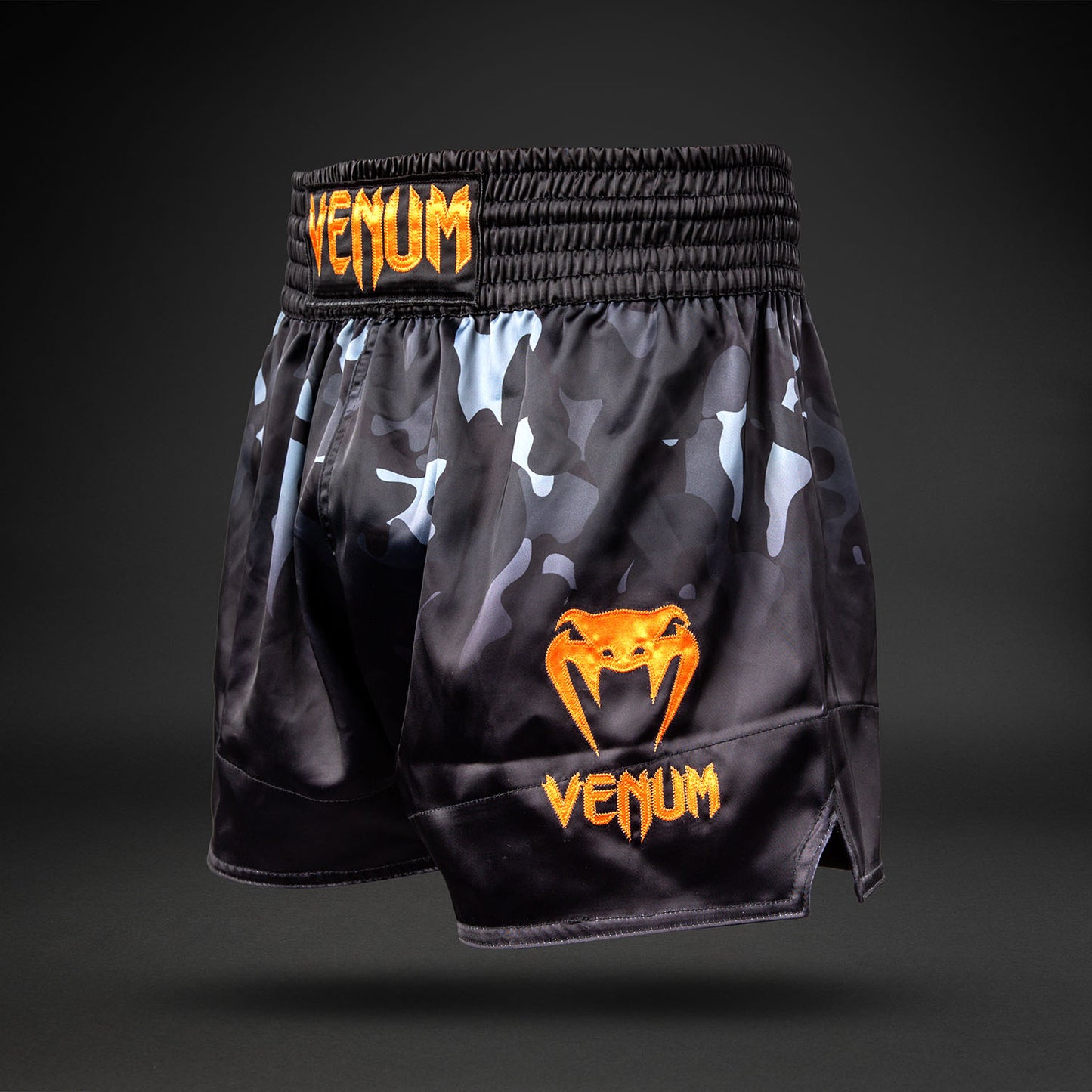 Venum Classic Muay Thai Shorts - Black Camo/Orange