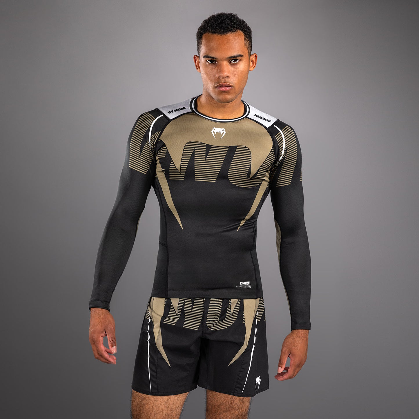 Venum Adrenaline Long Sleeve Rashguard - Black/Sand