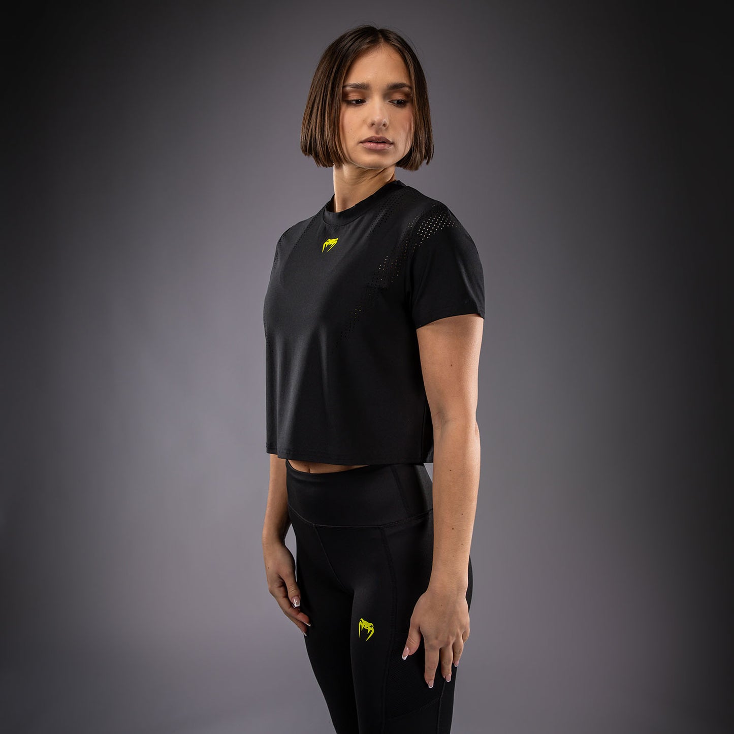 Venum Lazer Women's Dry Tech T-Shirt - Black/Yellow