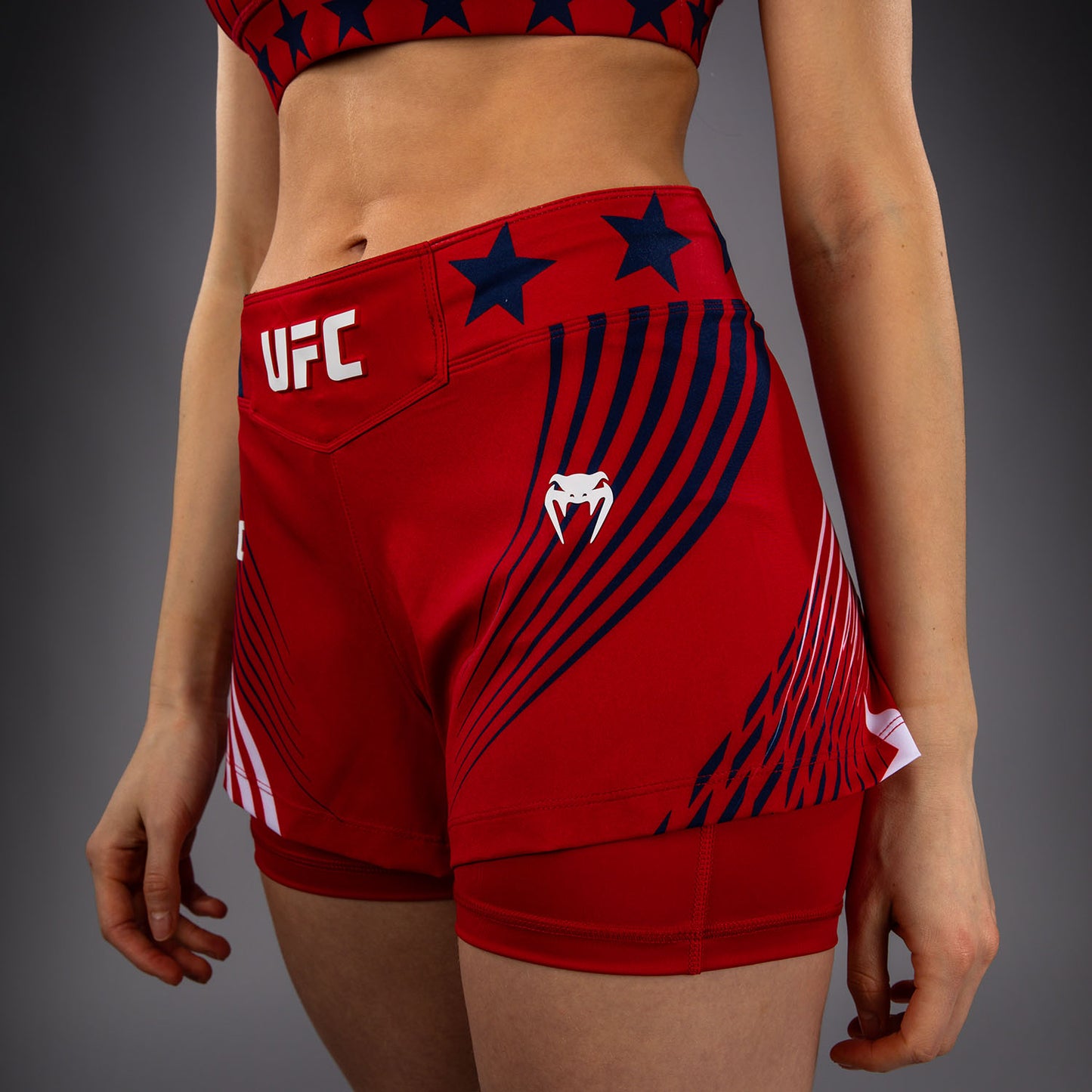 Women's Official UFC Freedom 250 by Venum Red Authentic Fight Night Fight Short