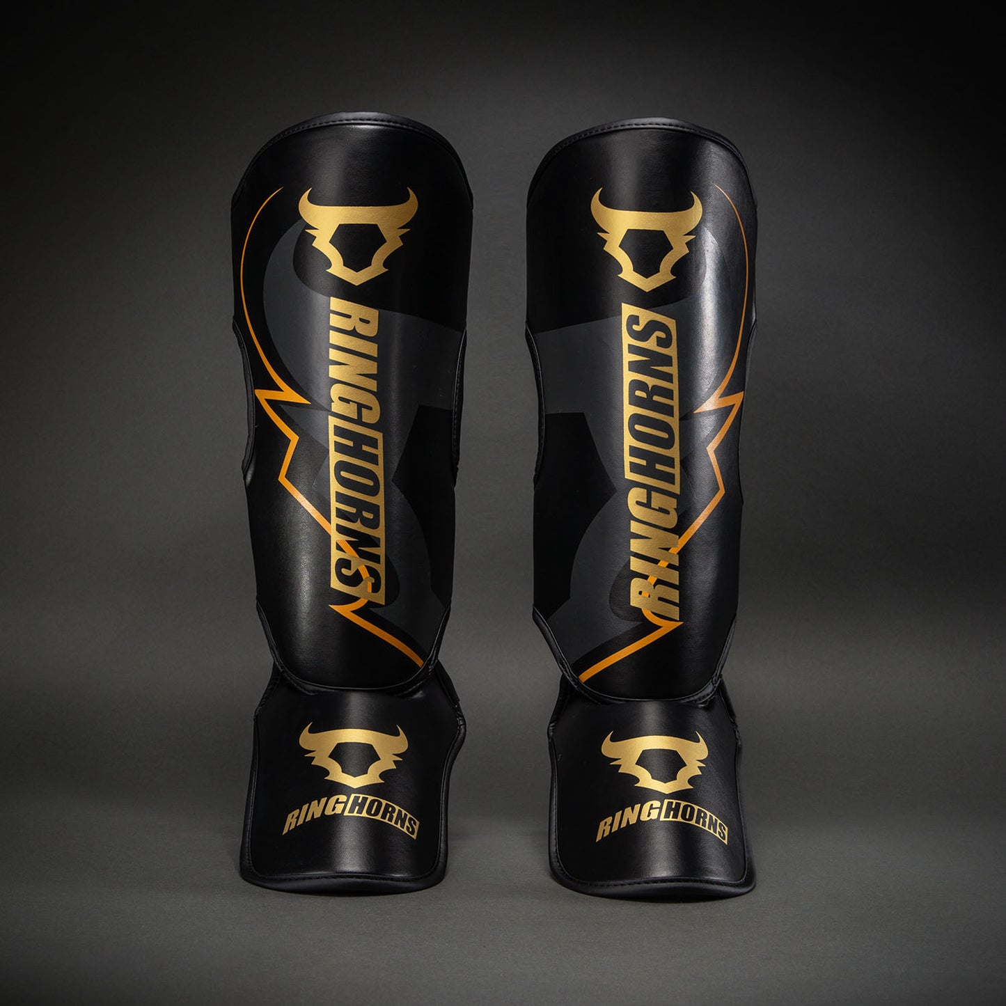 Venum Ringhorns Charger Shin Guards - Black/Gold