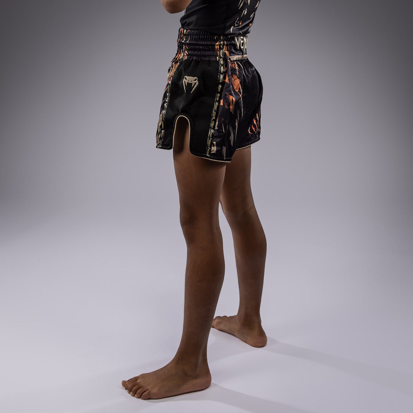 Venum Tiger Kids Muay Thai Shorts - Black/Neon Orange