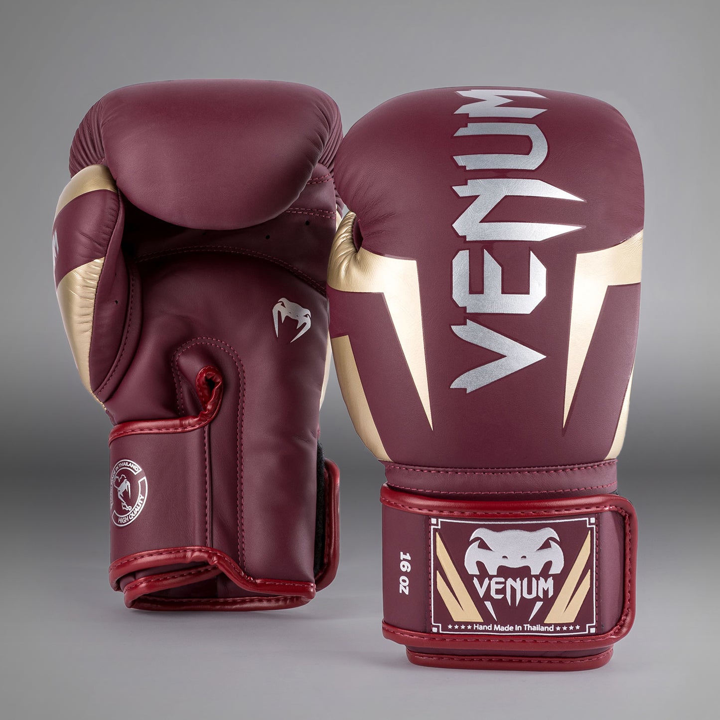 Venum Elite Boxing Gloves - Burgundy/Gold