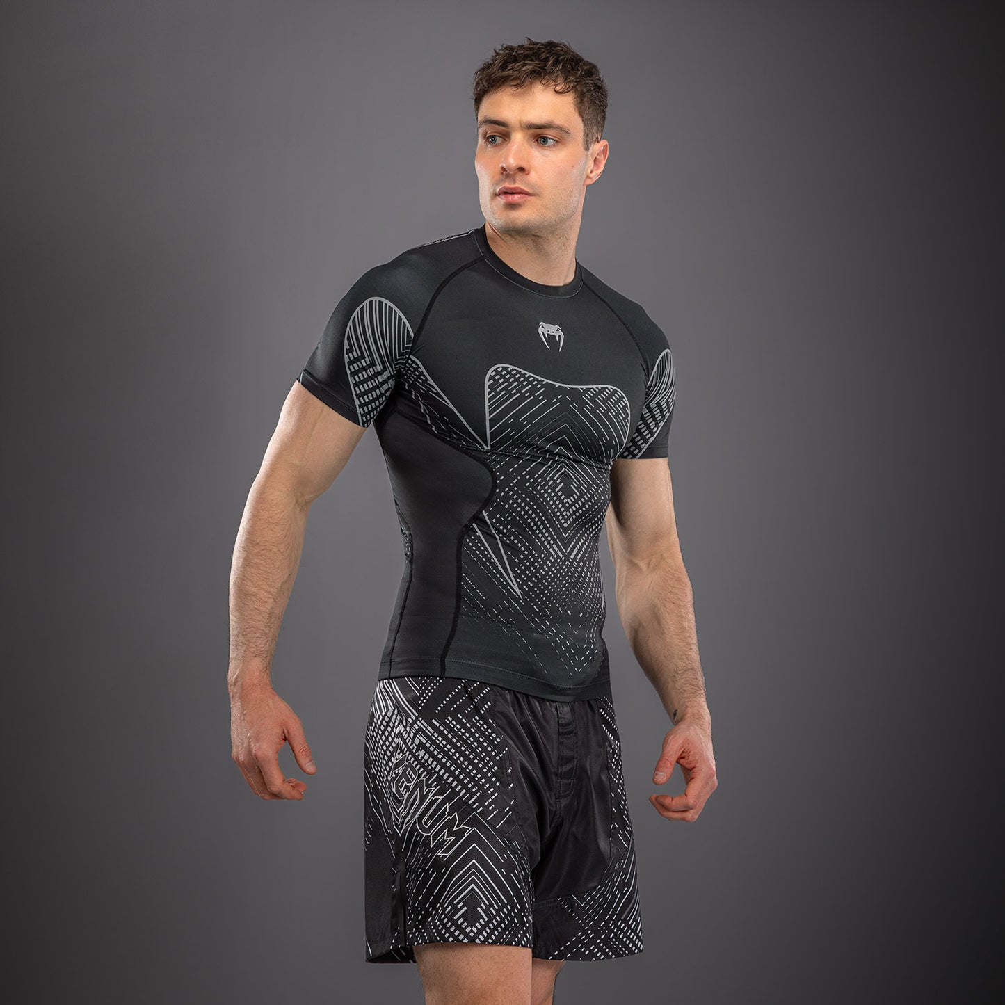 Venum Midnight Fury Short Sleeve Rashguard - Black/Grey/Silver