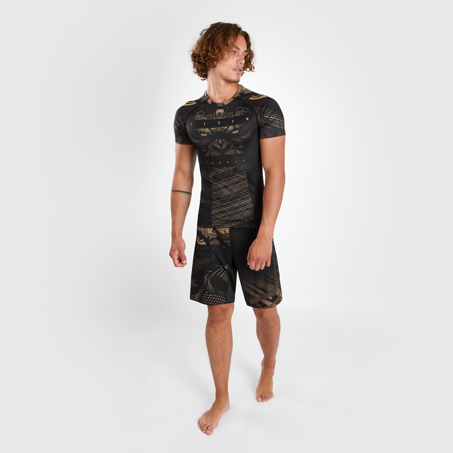 Venum Gorilla Jungle Rashguard Short Sleeves - Black/Sand