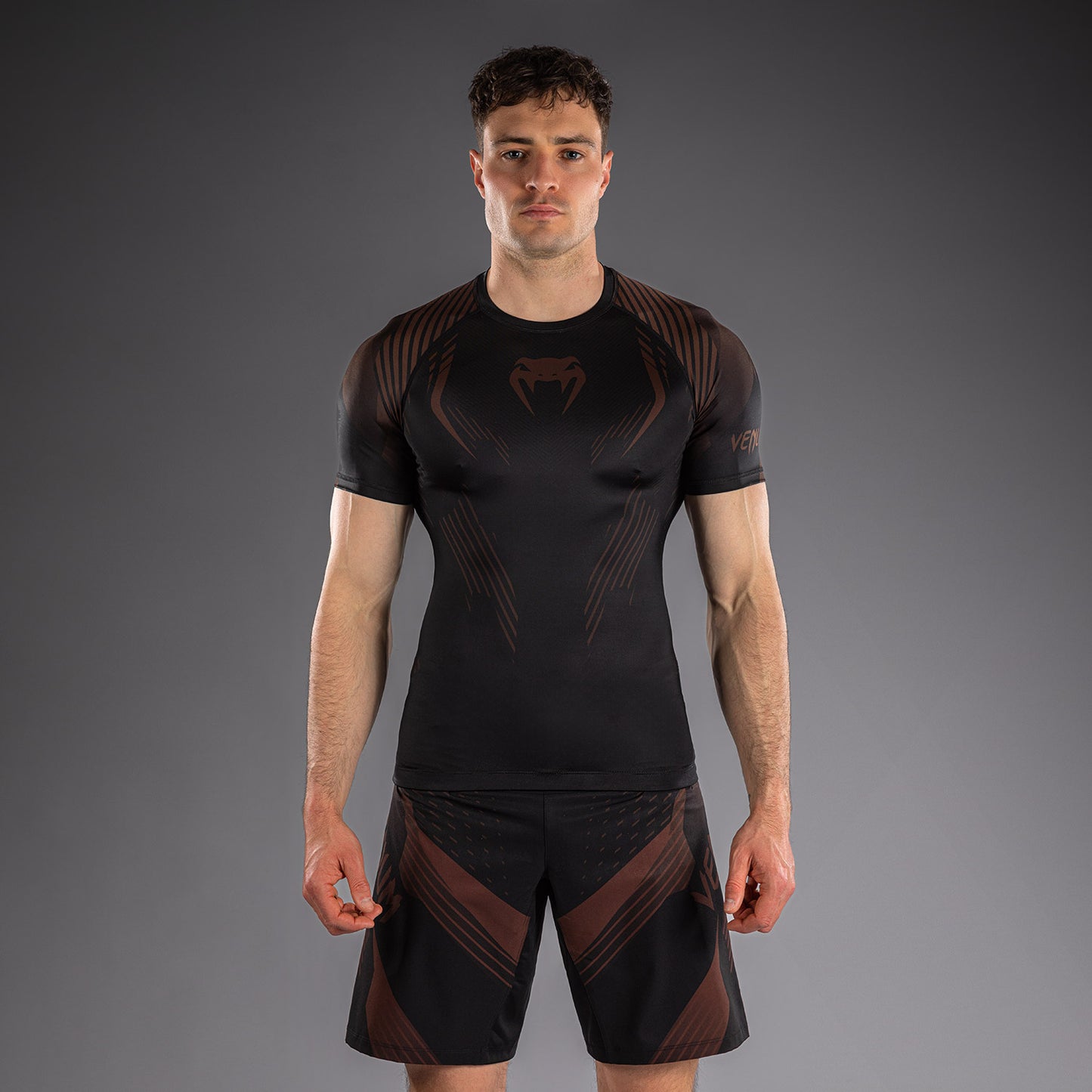 Venum No-Gi 6.0 Short Sleeve Rashguard - Black/Brown