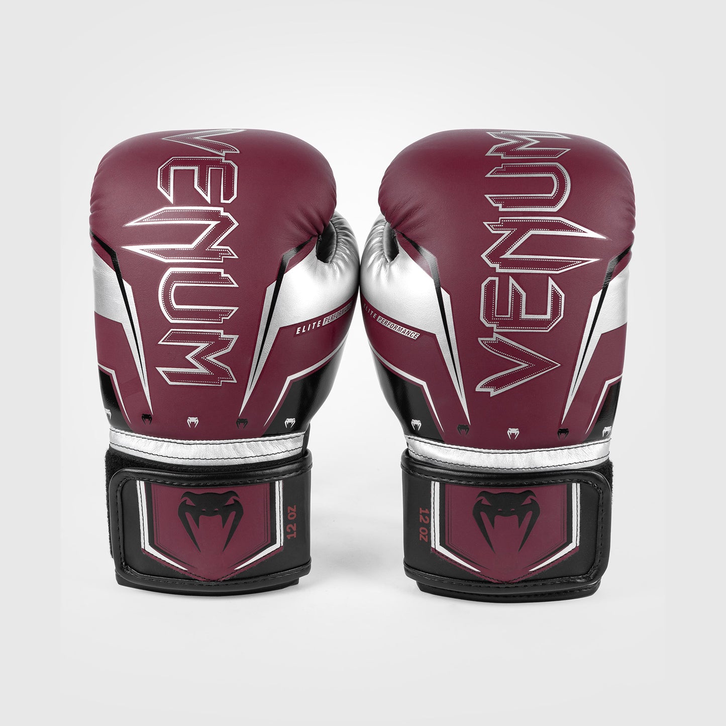 Venum Elite Evo Boxing Gloves - Burgundy/Silver