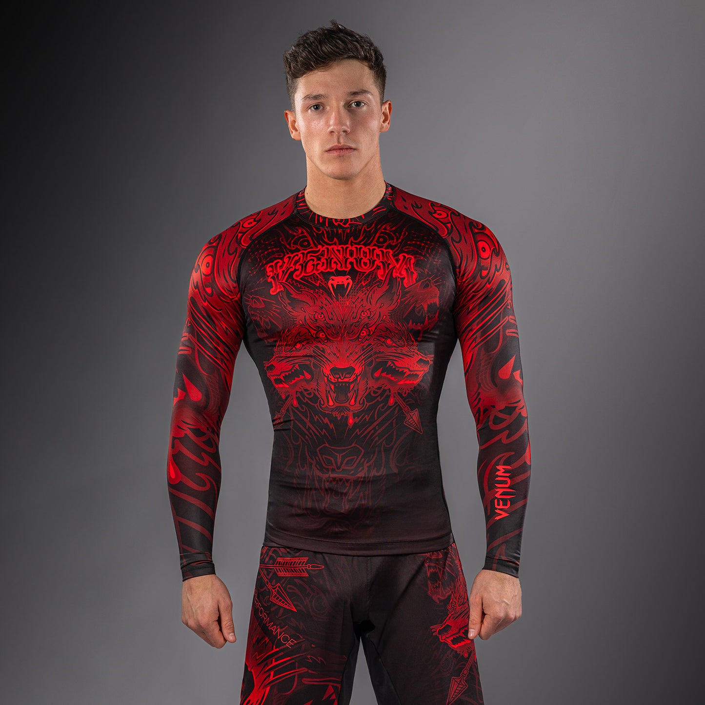Venum Wolf Atak Long Sleeve Rashguard - Black/Red