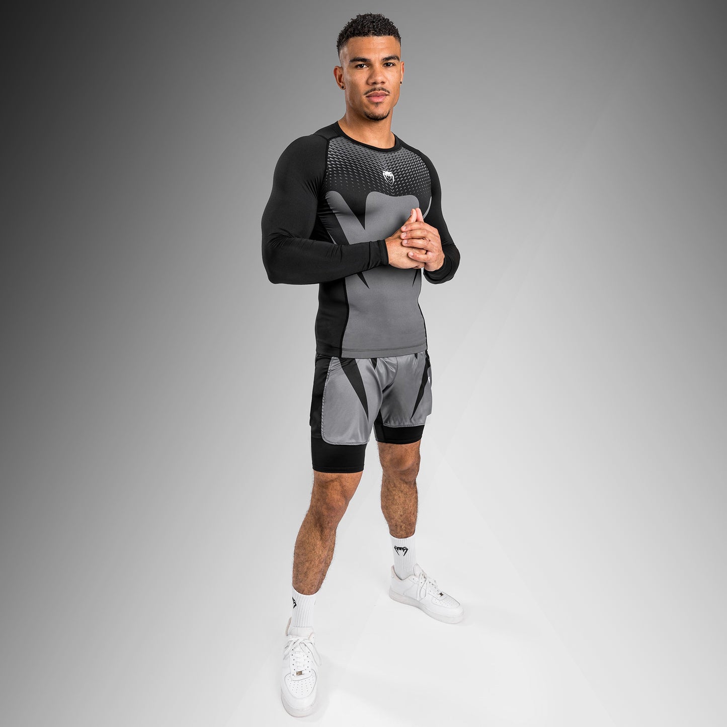 Venum Attack Men's Long Sleeve Rashguard - Black/Grey