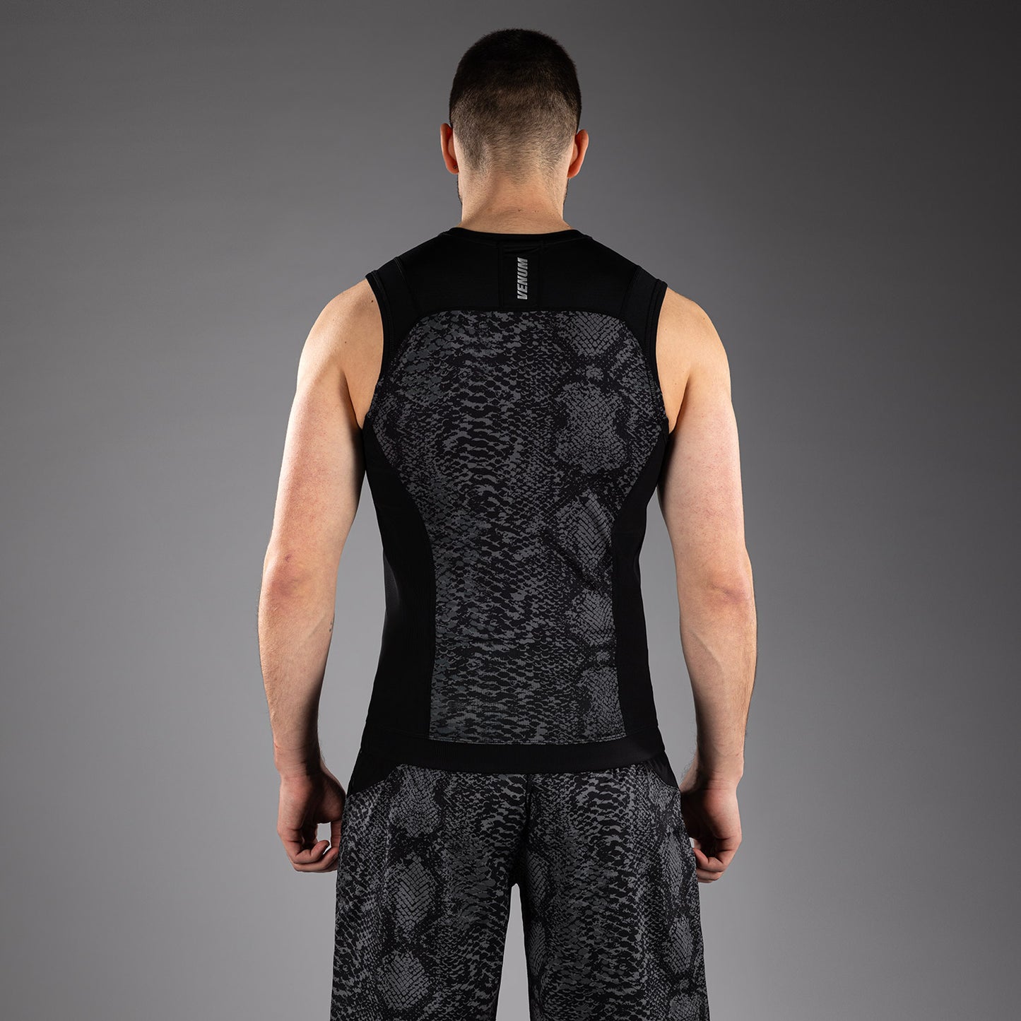 Venum G-Fit Scales Sleeveless Rashguard - Black/ Charcoal Grey