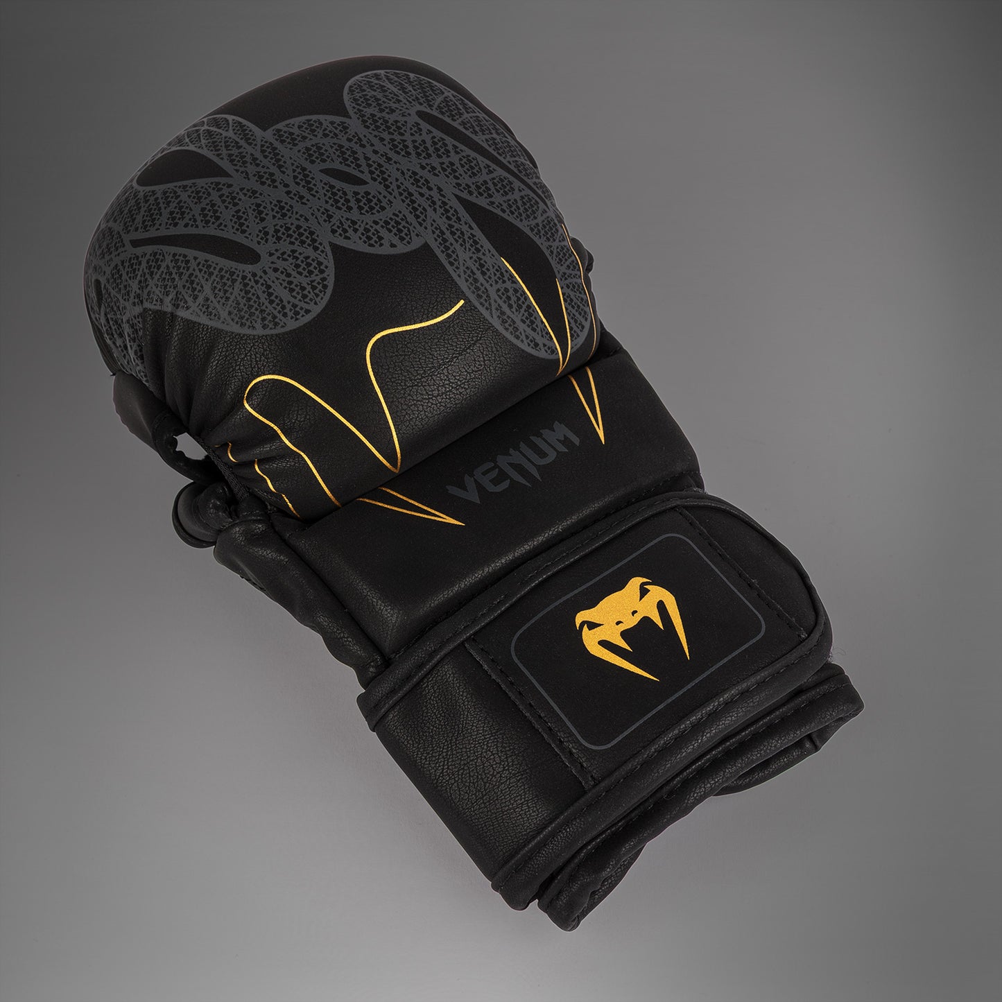 Venum Serpenti Sparring Gloves - Black/Silver/Gold