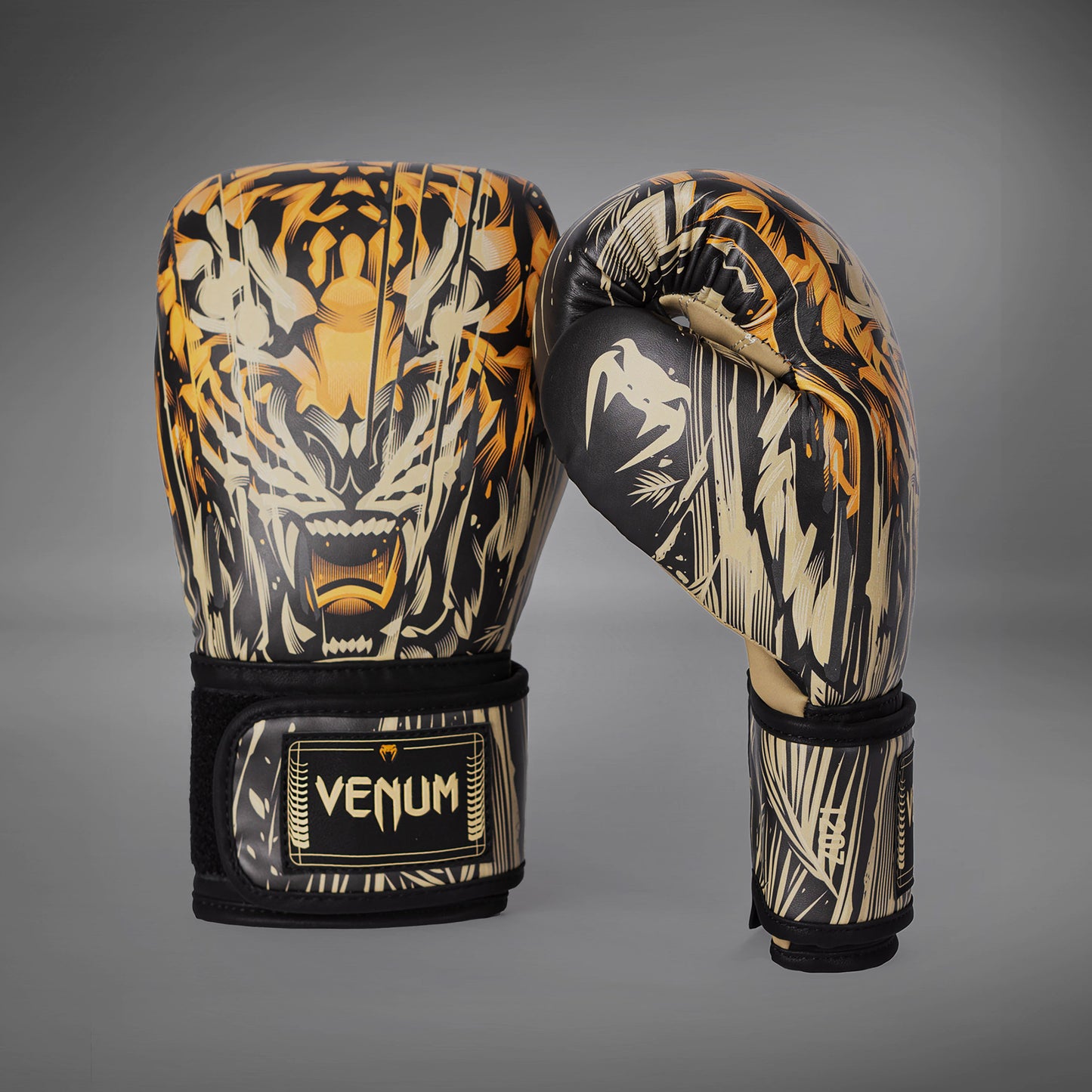 Venum Tiger Boxing Gloves - Black/Neon Orange
