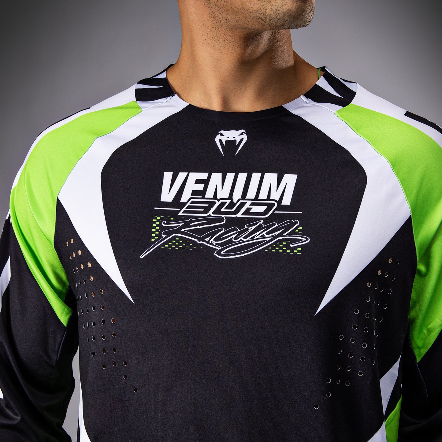 Venum x Bud Racing Men’s Dry-Tech T-Shirt - Black/White/Lime Green