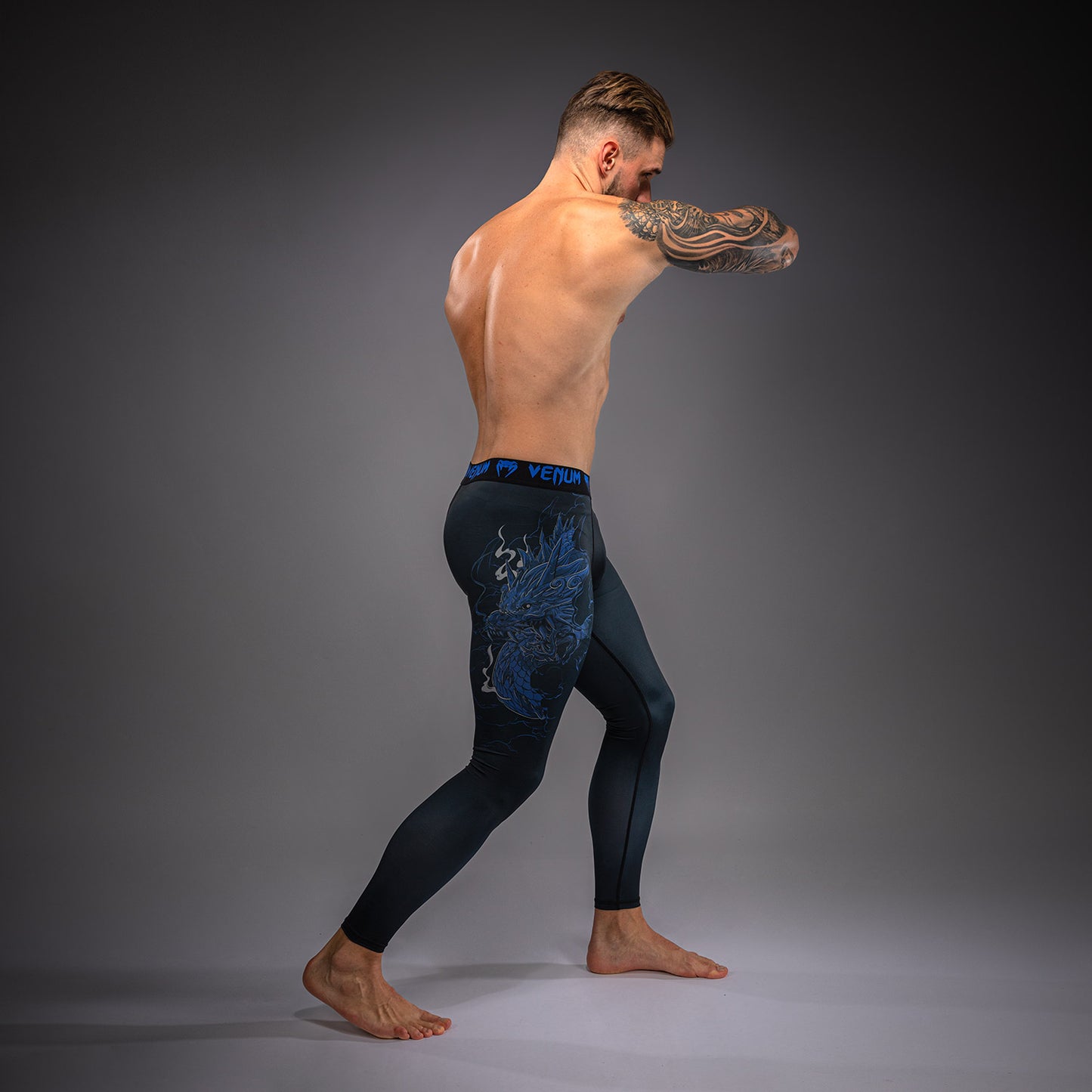 Venum Thunder Dragon Spats - Black/Royal Blue