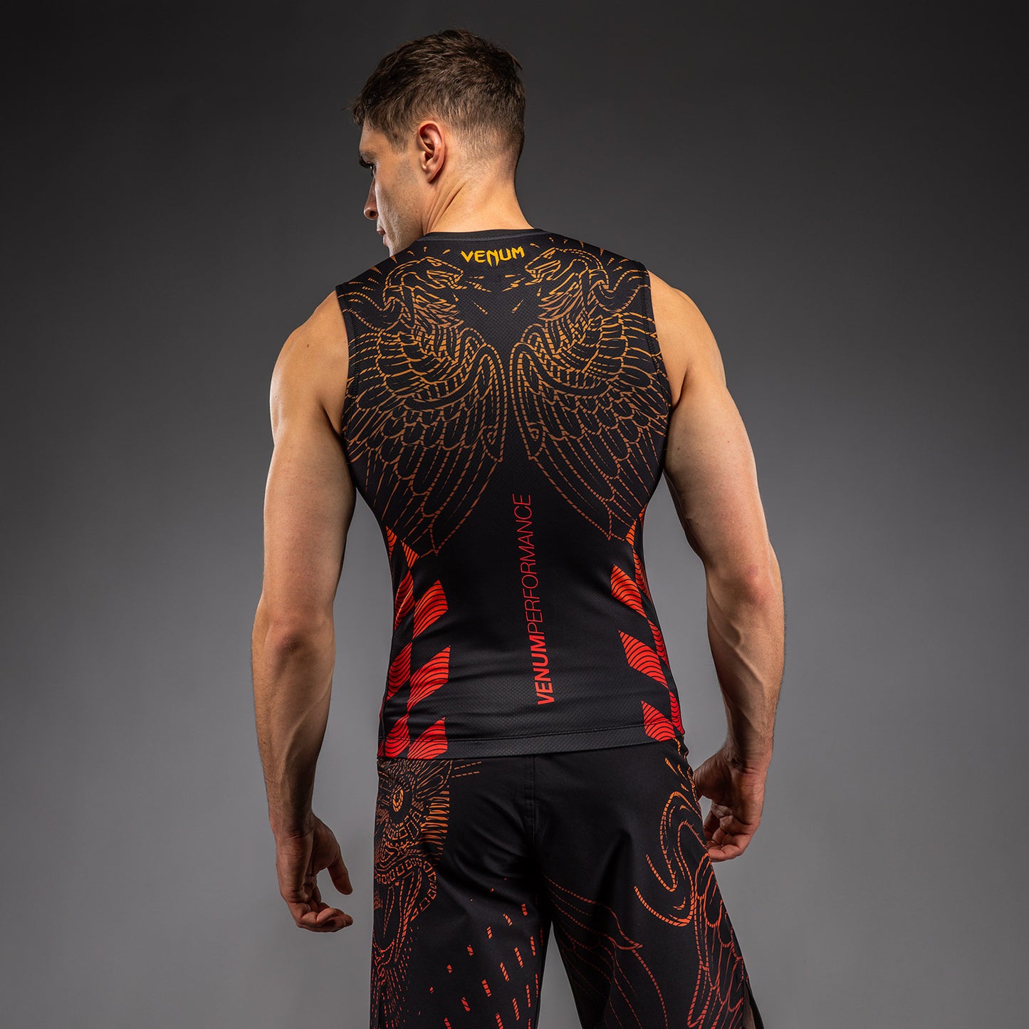 Venum Quetzal Fury Sleeveless Rashguard - Black/Fury Red/ Tangerine