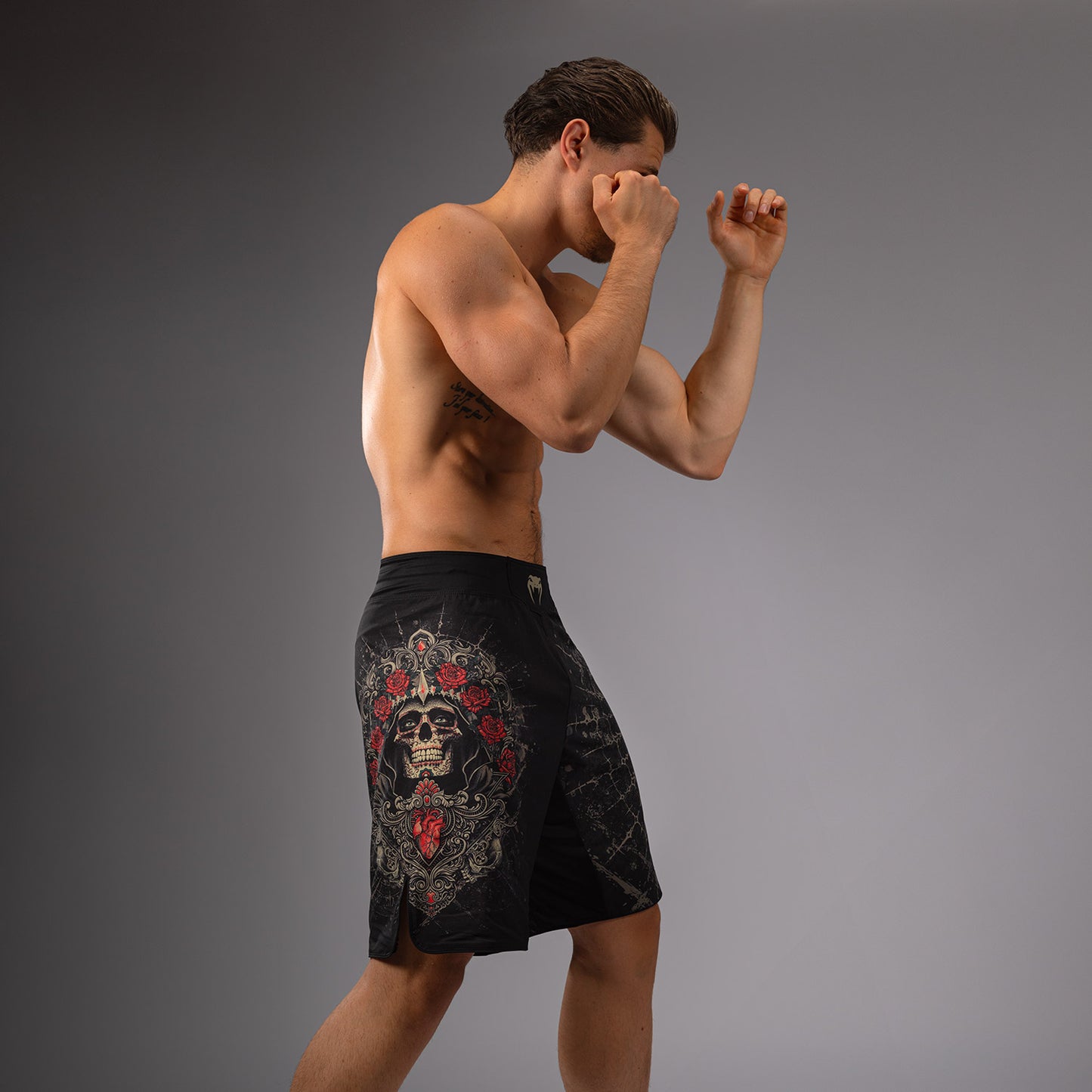 Venum Santa Muerte 5.0 Men’s Fight Shorts - Deep Black/Gold