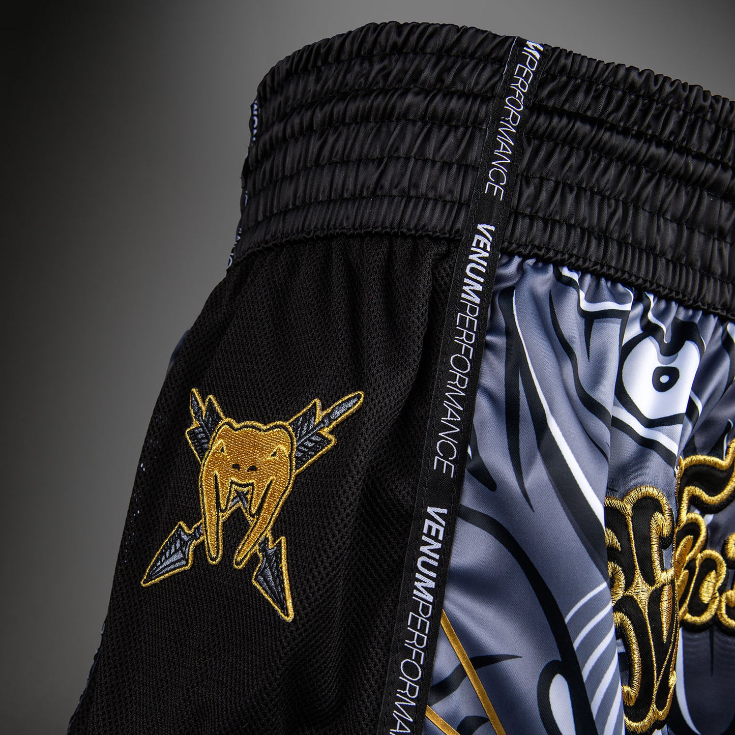 Venum Wolf Atak Muay Thai Shorts - Black/Grey