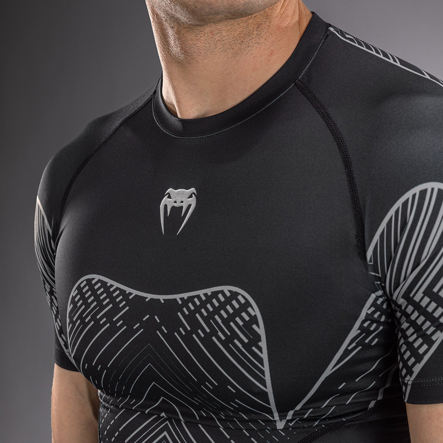 Venum Midnight Fury Short Sleeve Rashguard - Black/Grey/Silver