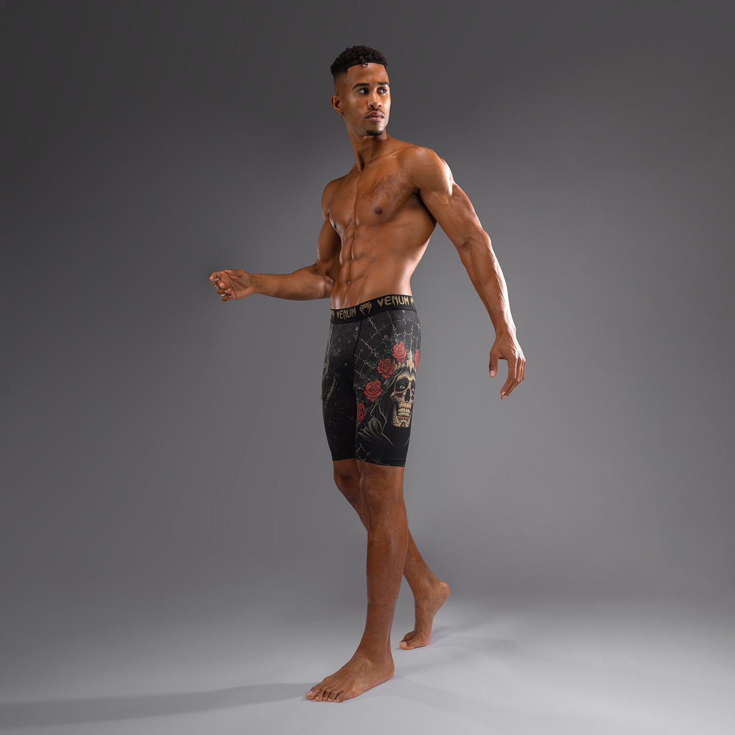 Venum Santa Muerte 5.0 Men’s Vale Tudo Shorts - Deep Black/Gold