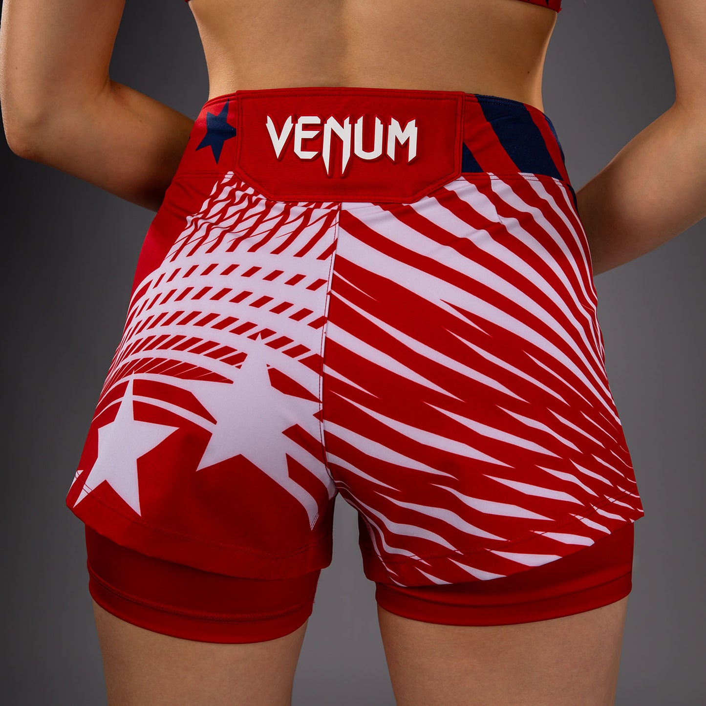 Women's Official UFC Freedom 250 by Venum Red Authentic Fight Night Fight Short
