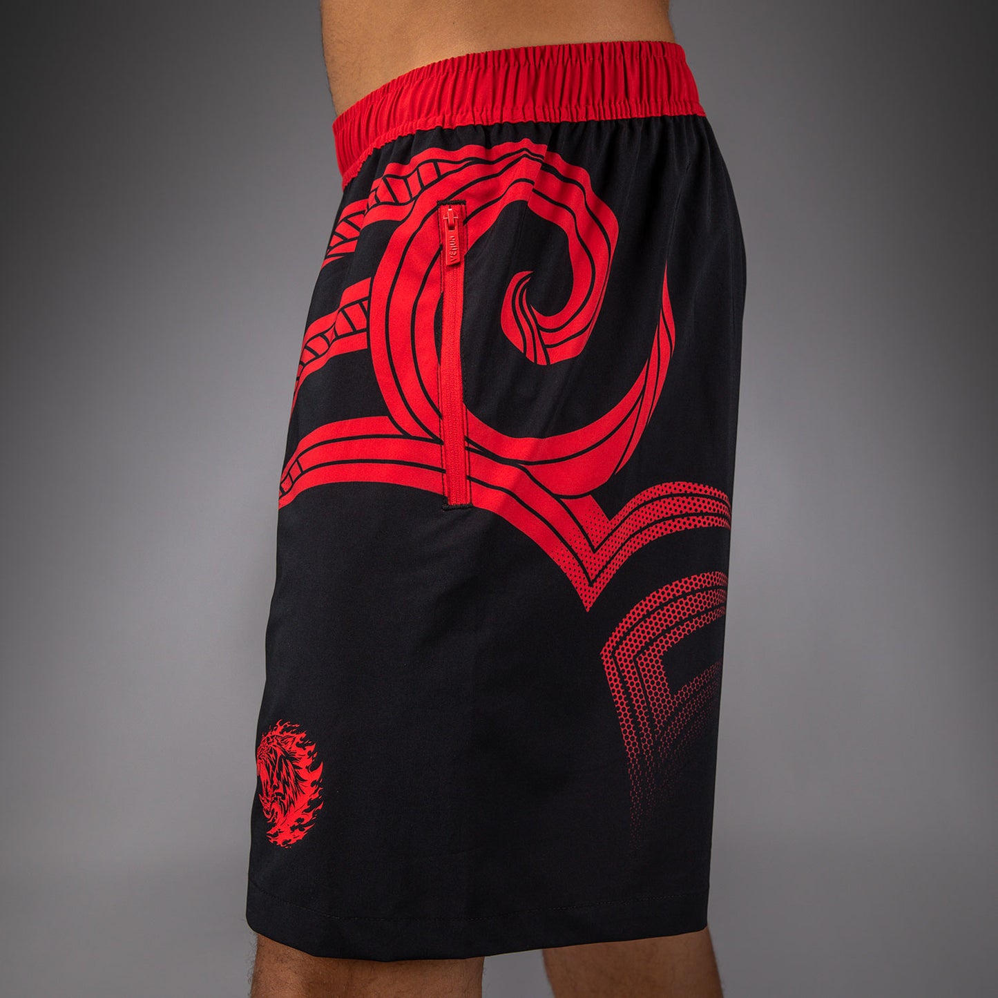 Venum x Mike Tyson Tiger Training Shorts - Deep Black/Intense Red