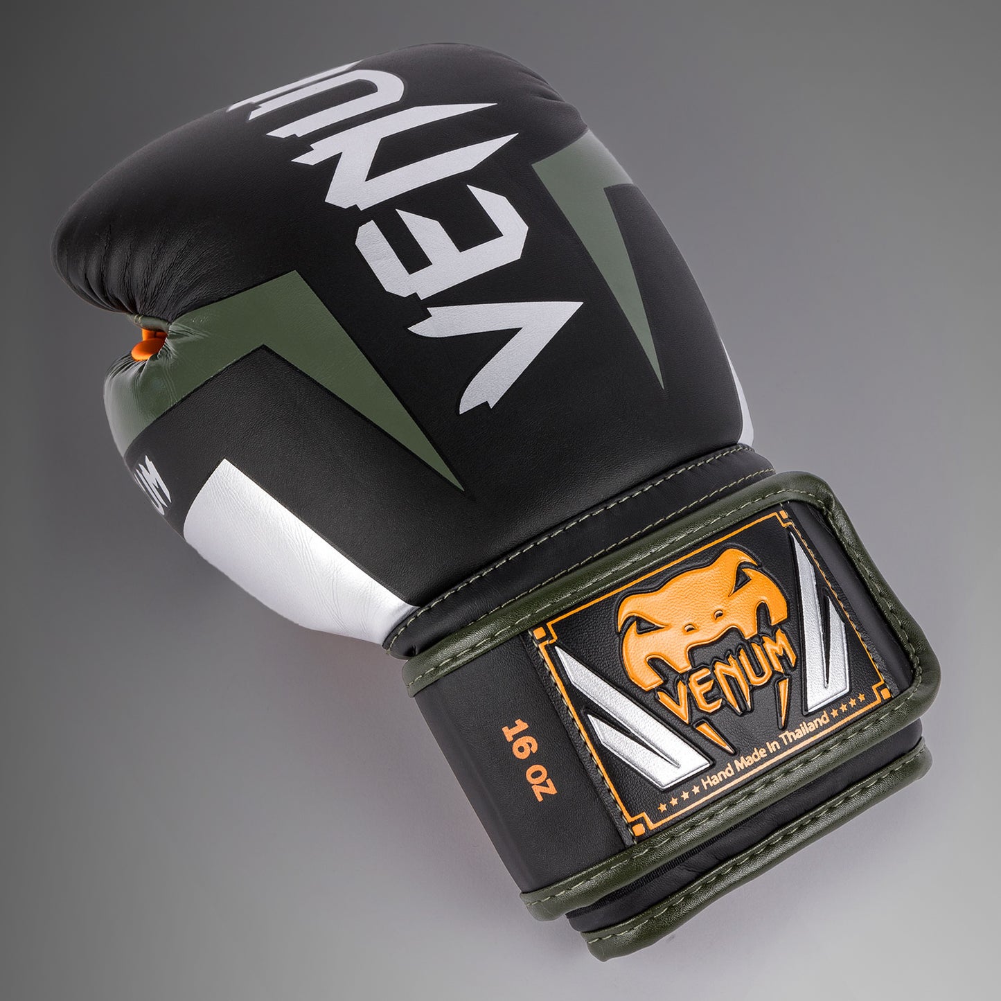Venum Elite Boxing Gloves - Black/Silver/Kaki